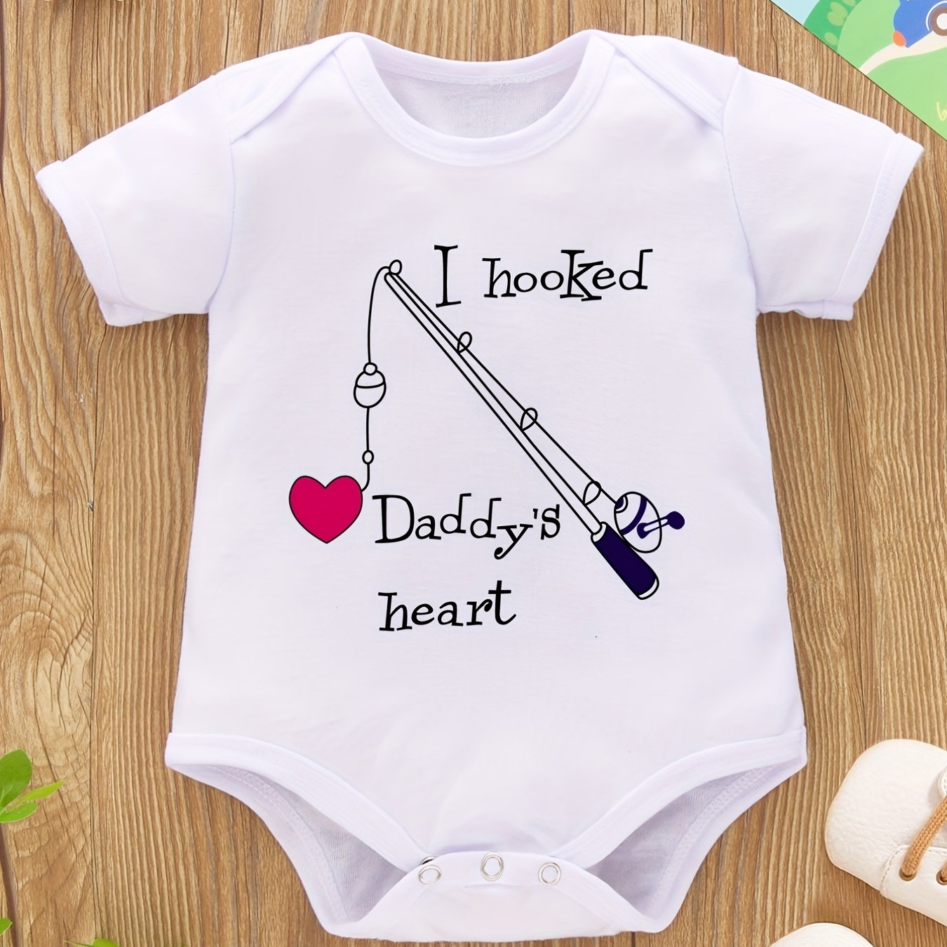 Baby Girls Boys Cute  Hooked Daddy's Heart Short Sleeve - Temu United  Kingdom