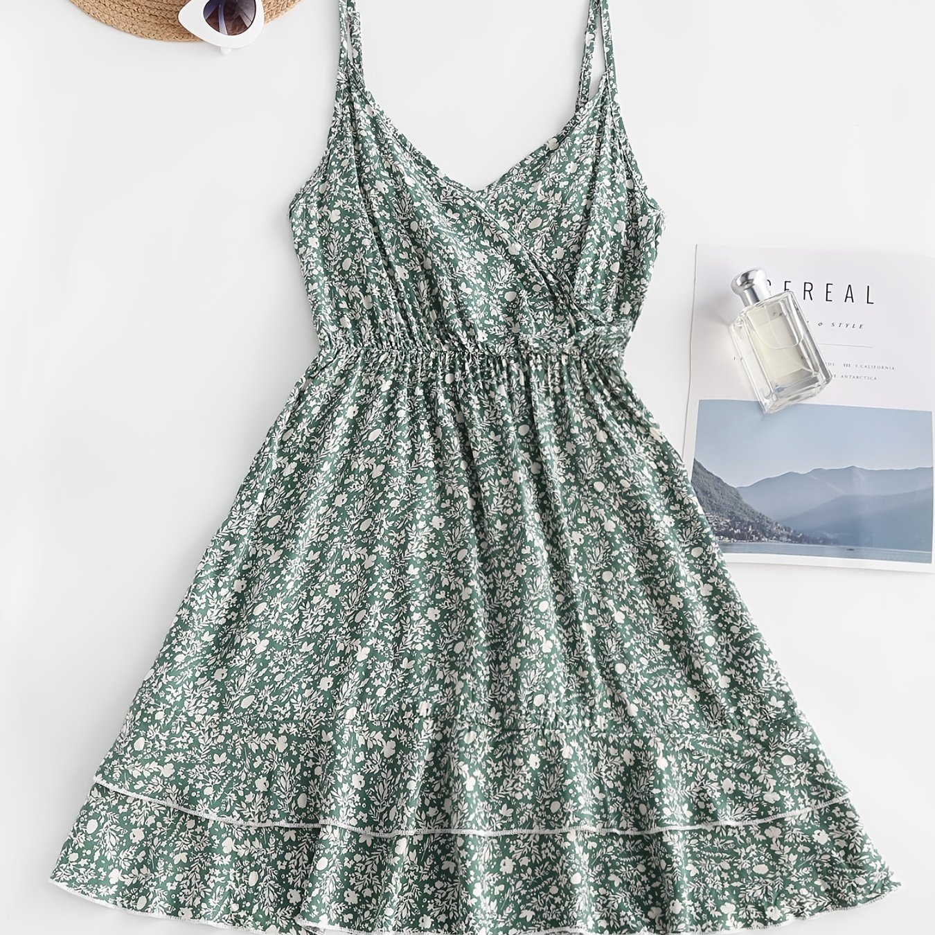 A line cami dress floral print vacation casual dress for summer spring