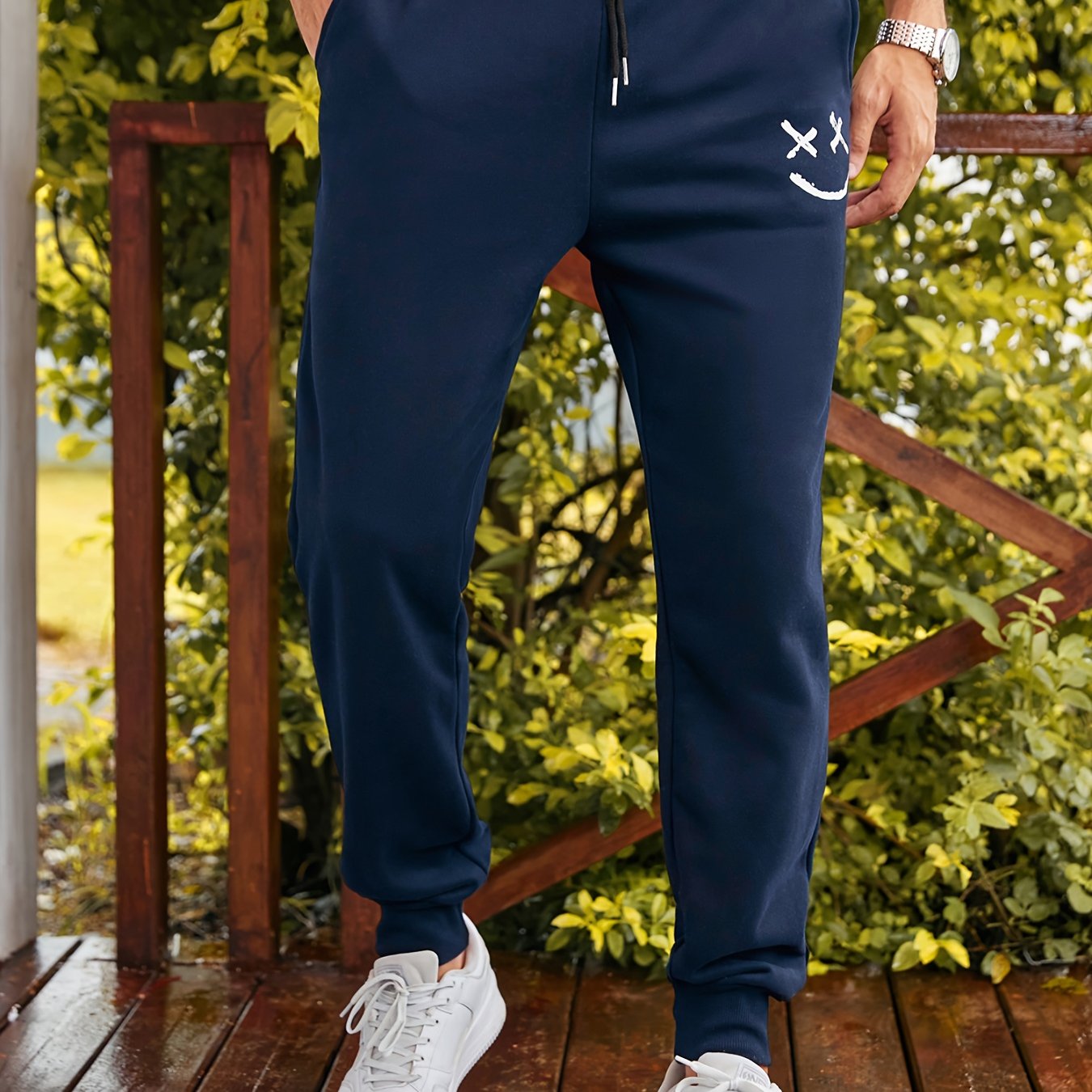 Pantalones De Chándal Con Cordón Y Gráfico De Cara Sonriente De Dibujos  Animados Para Hombre, Corte Holgado Y Adecuados Para Hacer Ejercicio,  Correr Y Entrenar - Temu