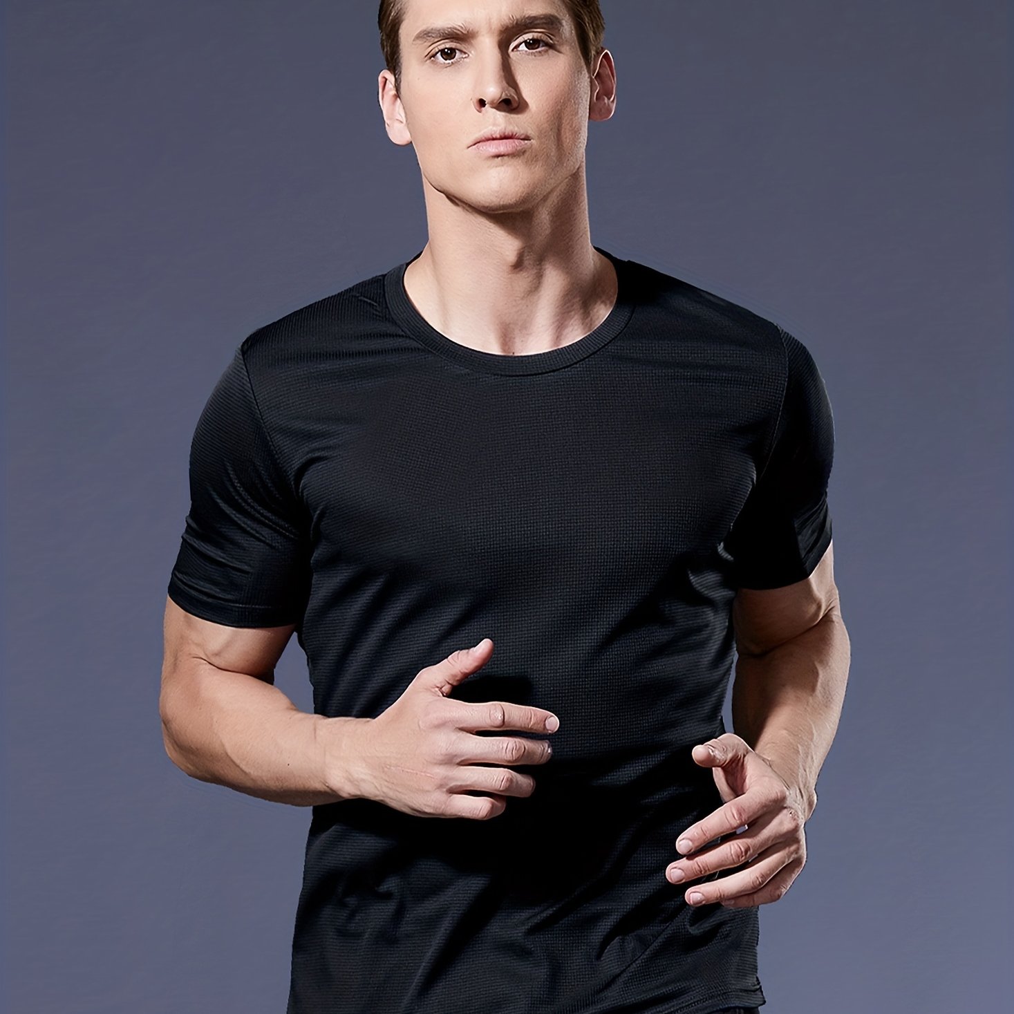 Men's Lightweight Quick-dry Athletic Short Sleeve Crew Neck T-shirt For Running, Gym, And Workouts, Ultra-thin And Breathable Performance Top