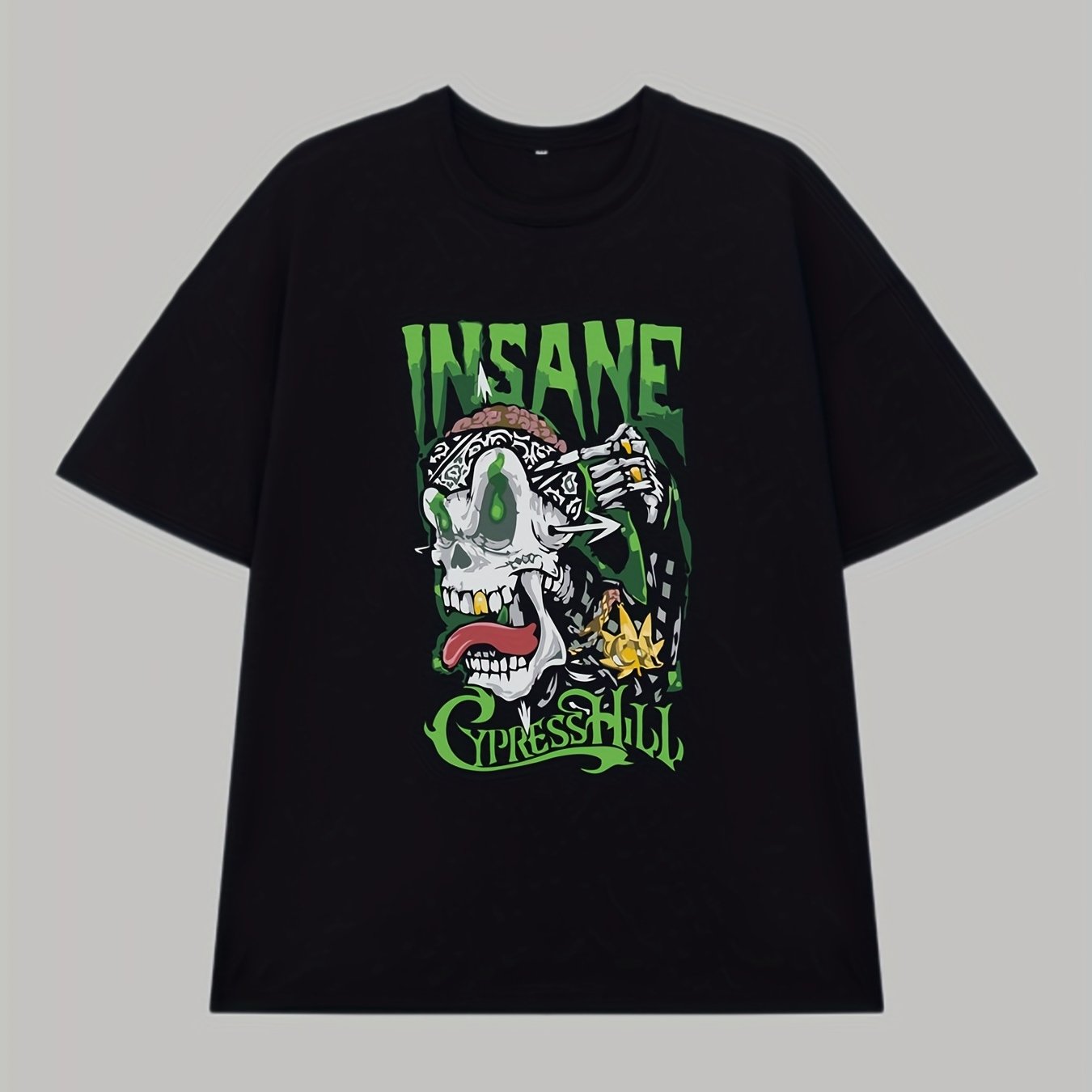 insane' Skeleton Print T Shirt, Tees For Men, Casual Short Sleeve