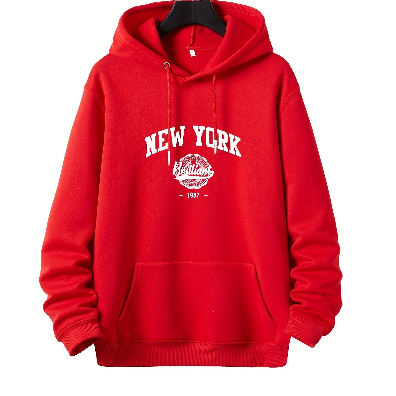 TEMU "" Graphic Print Men's Casual Hoodies, Drawstring Comfortable Oversized Hooded Pullover Sweatshirt Plus Size