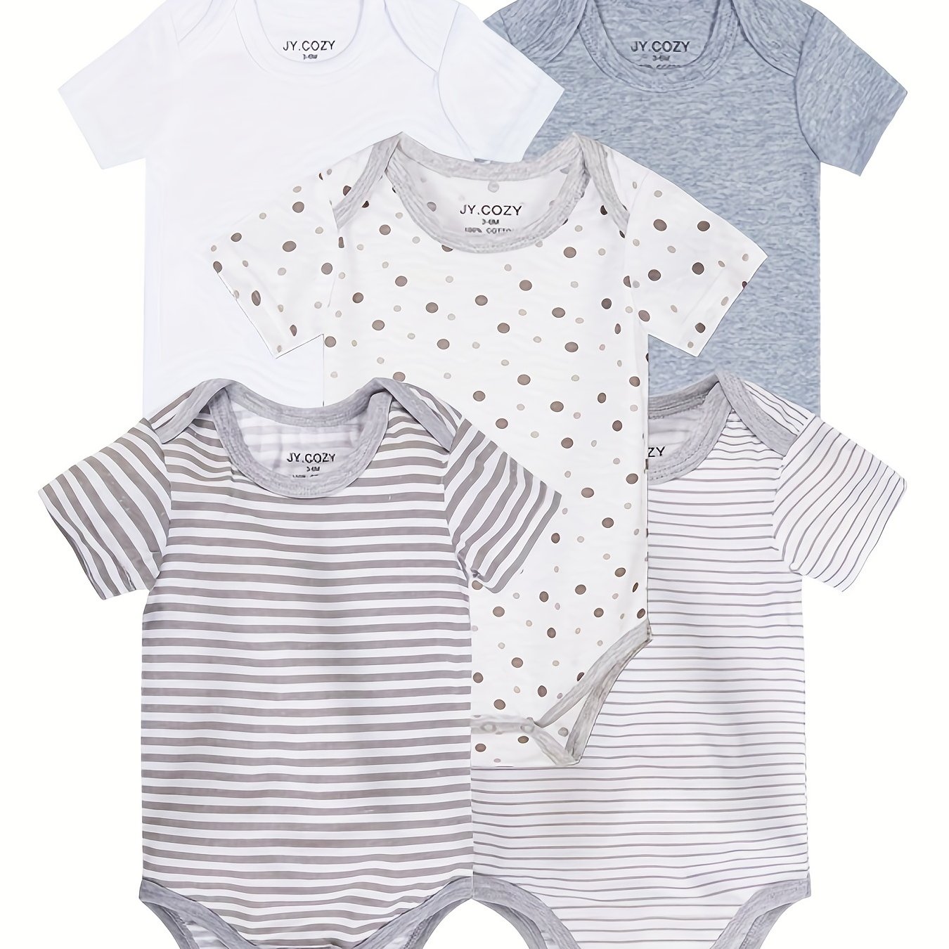 Image of Newborn Boys Summer Romper | Jy.cozy For Baby, Crew Neck, Striped Pattern, Short Sleeve, Skinny Fit, For Outdoor
