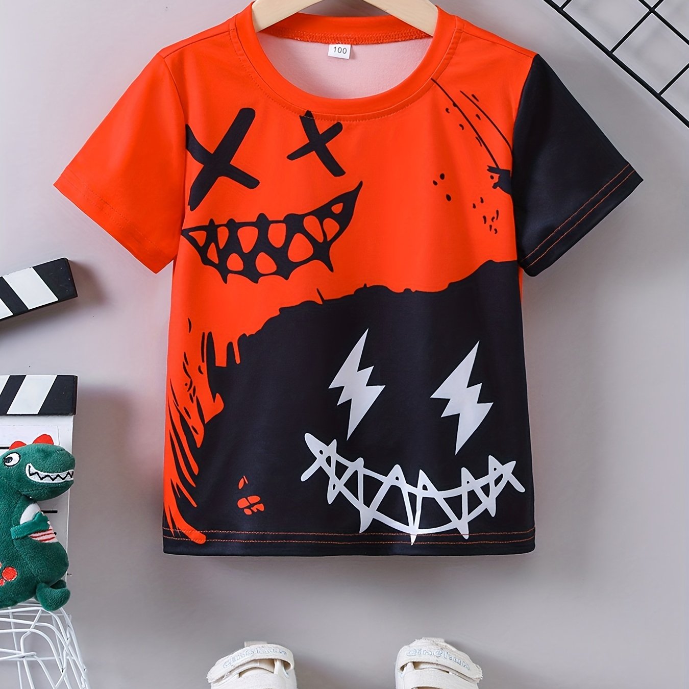 Halloween Funny Smiling Face Print T-shirts For Boys - Cool, Lightweight  And Comfy Summer Clothes! - Temu Portugal