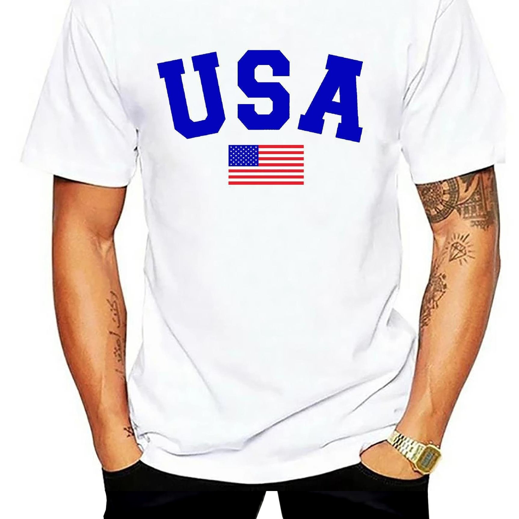 Usa Flag Print Men's T Shirt Casual Comfy Tees For Summer Mens Clothing ...