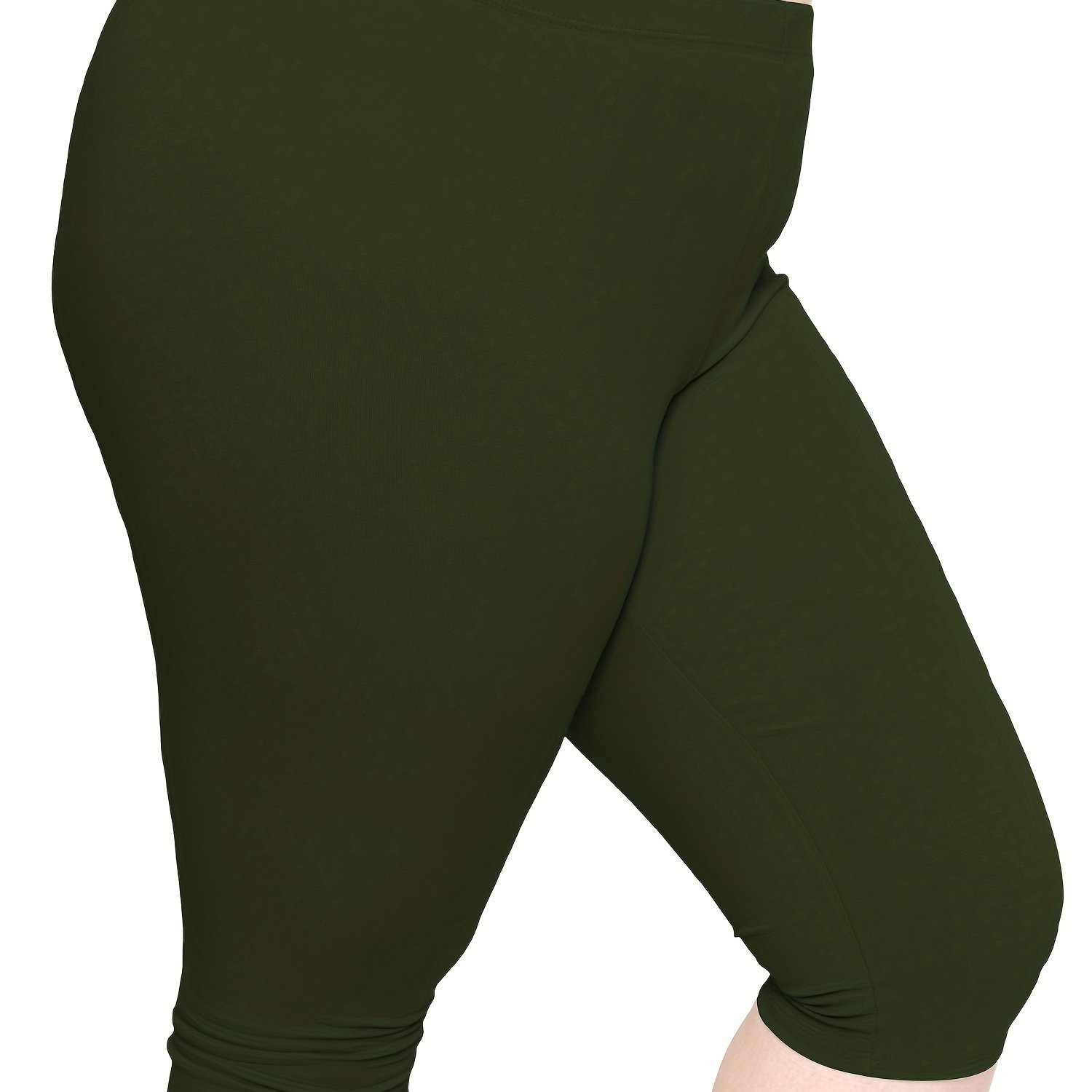 Plus Size Casual Pants, Women's Plus Solid High Rise High Stretch Workwear  Capri Pants