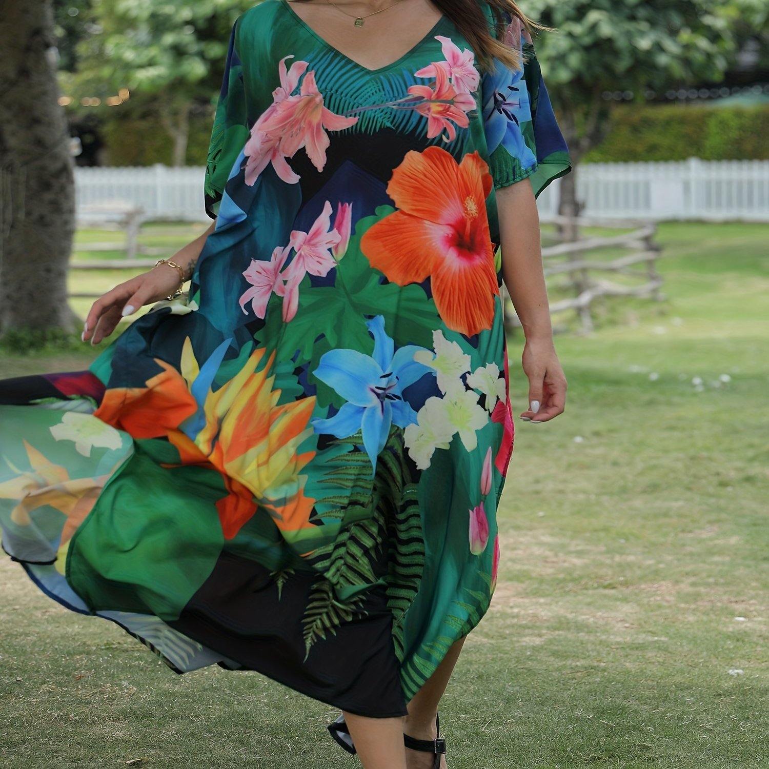Women's Summer Beach Bohemian Cover-up Loose Plus Size Seaside Vacation Beach Dress Bikini Swimsuit Outerwear