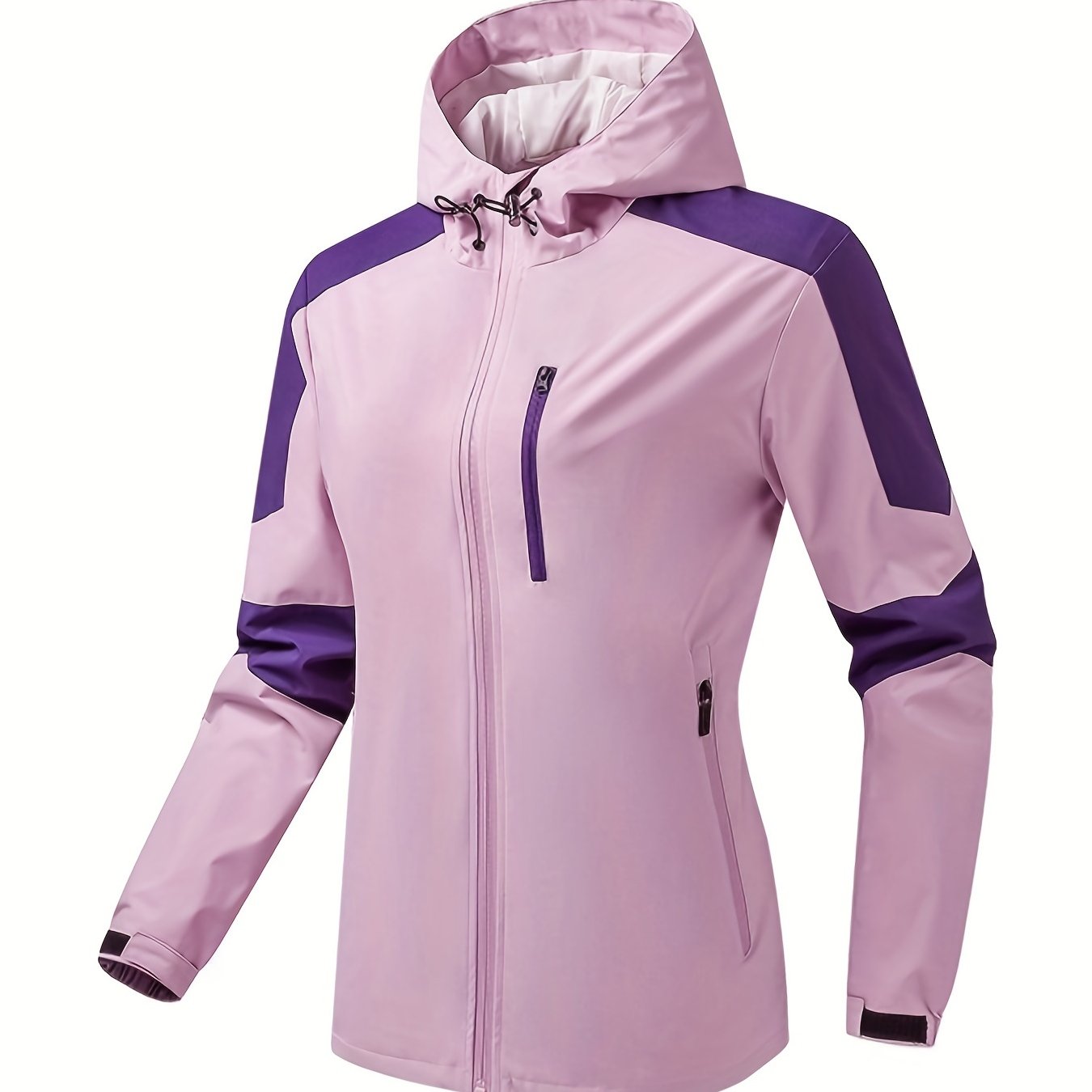 Women s Ski Hooded Jacket Full Zipper Long Sleeve Soft Shell Casual 