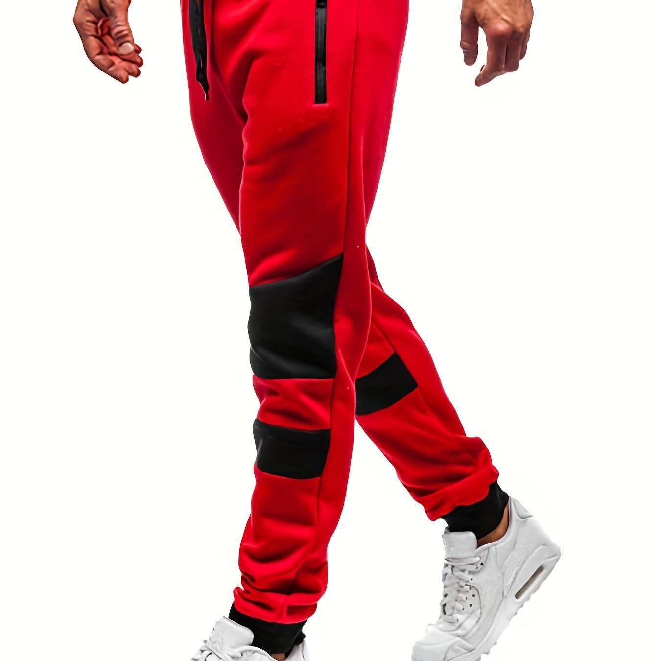 Image of Men's Stylish Casual Athletic Pants - Gray With Black Accents, Drawstring Waist, , Regular Fit, Pants|casual Fit Pants|stretchy Fabric