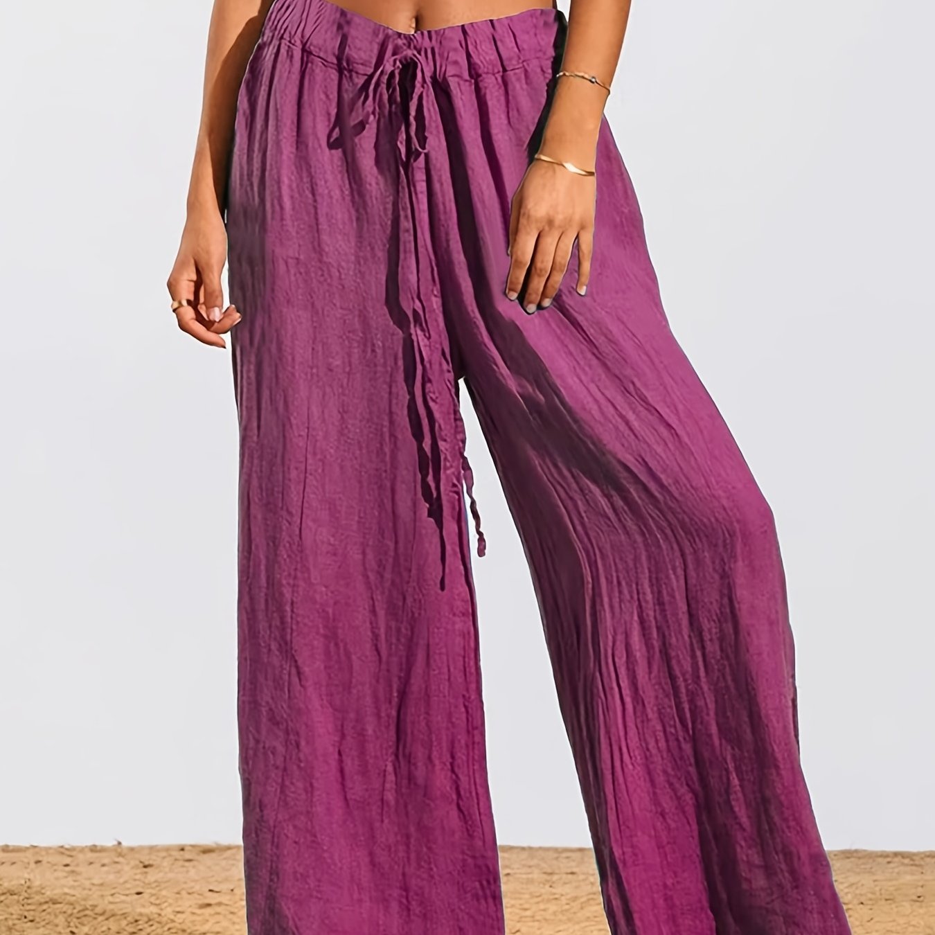 Drawstring Wide Leg Pants Casual Loose Pants Spring Summer - Temu Canada