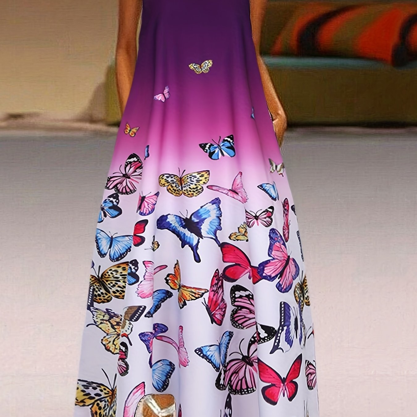 Butterfly Print Sleeveless Dress Casual Tank Dress For Spring Summer ...