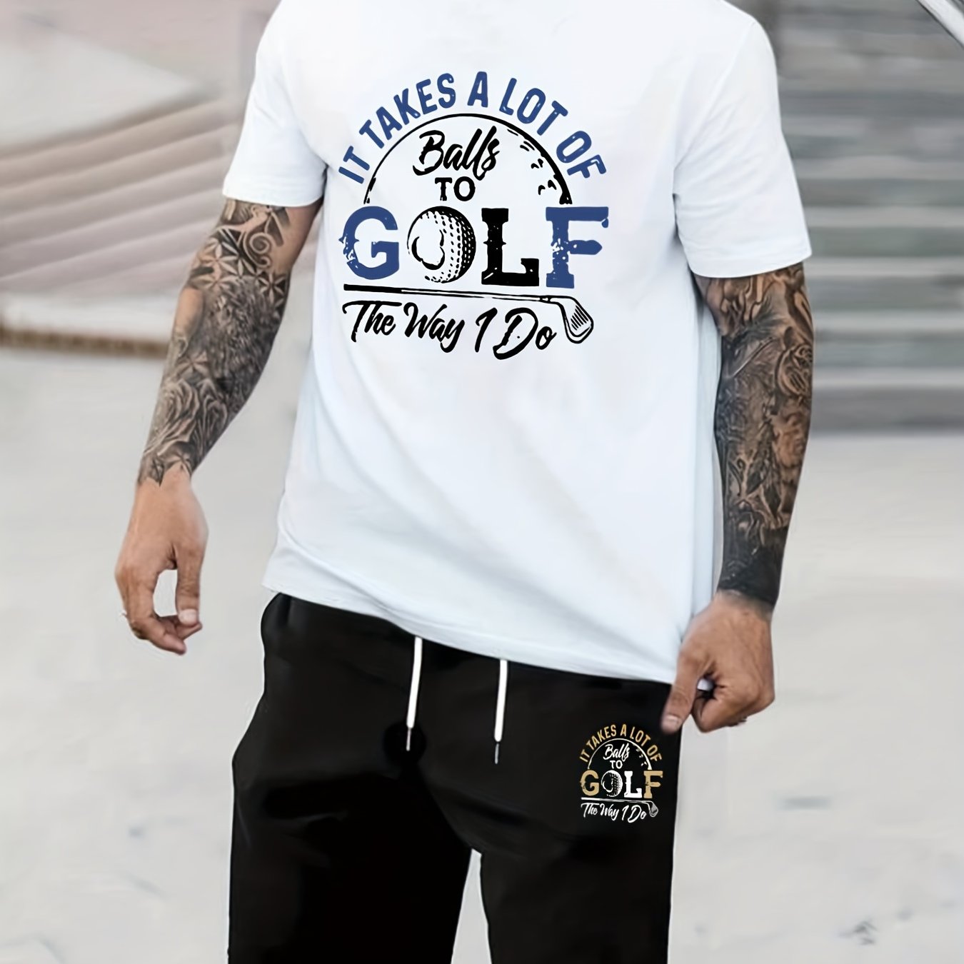 Takes A Balls Golf'' Print Street Style Men's Outfits - Temu