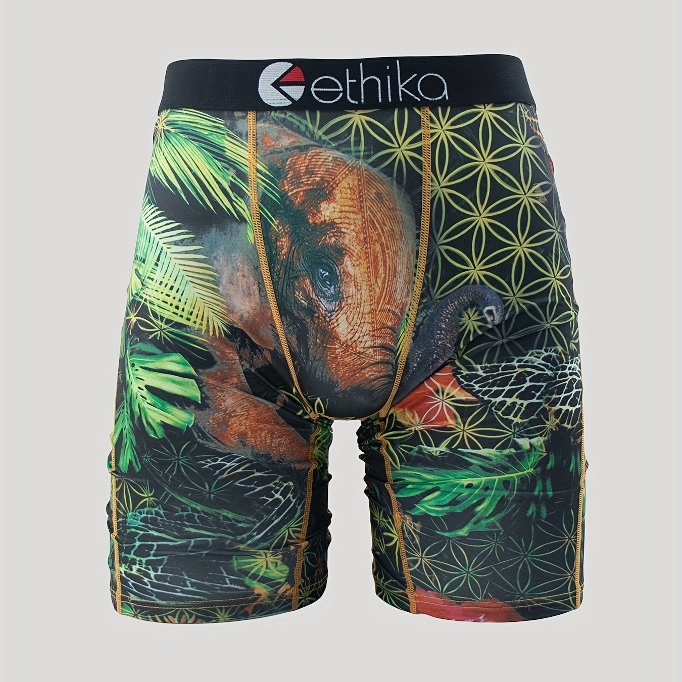 Elephant Pattern Print Men's Long Boxers Briefs Shorts - Temu