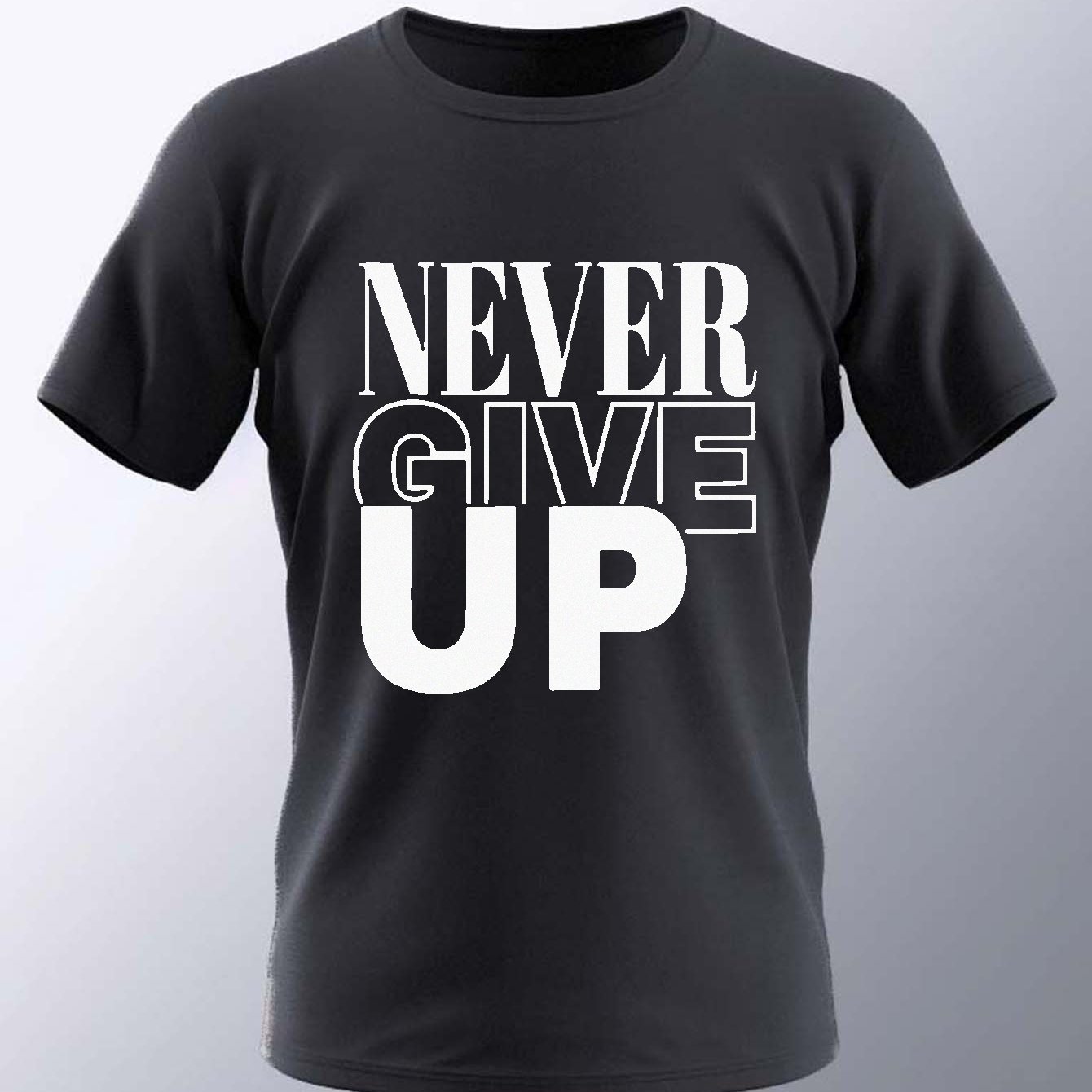 Plus Size Men's Casual Graphic Tees For Summer Never Give Up Print Crew ...