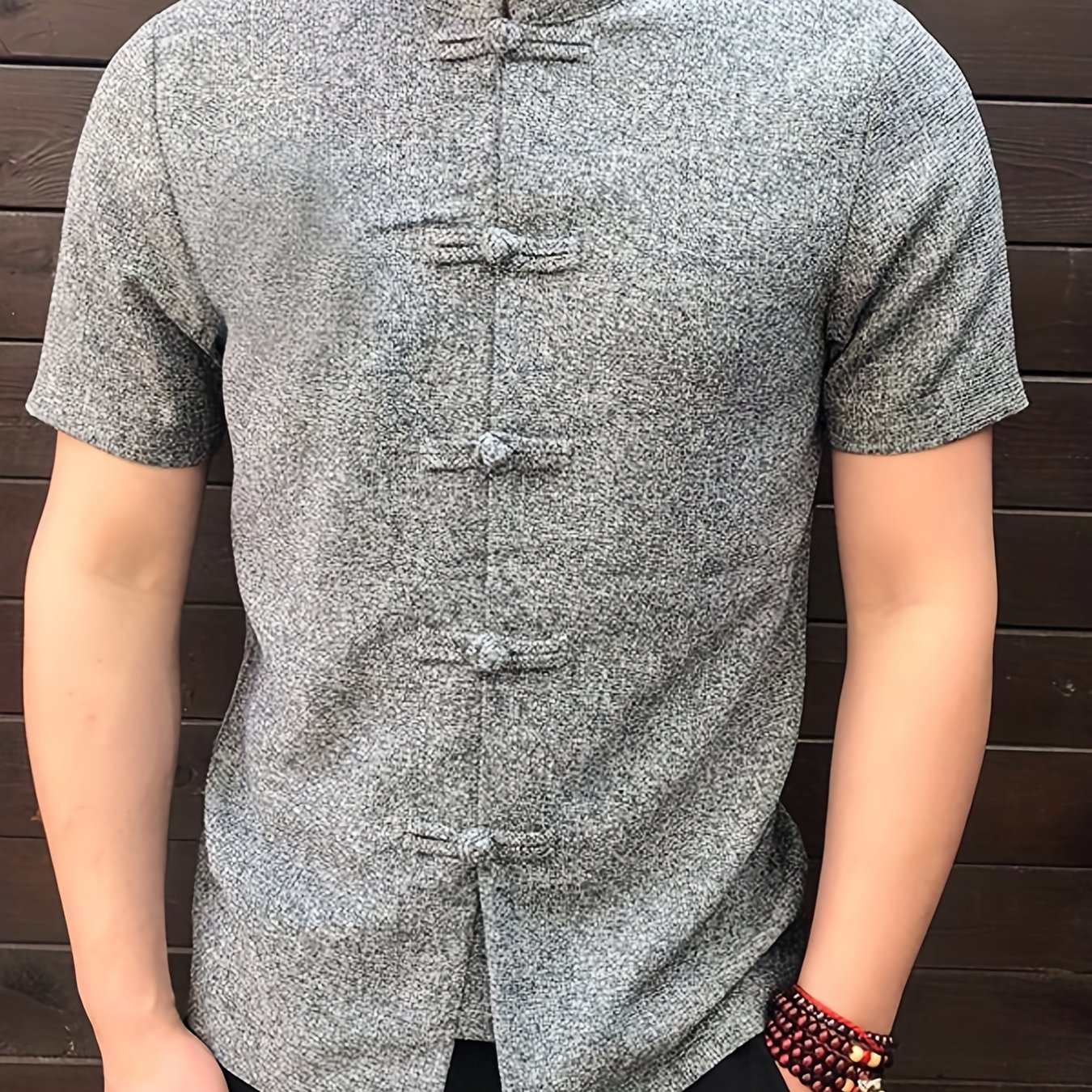 Plus Size Men's Shirt Solid Color Stand Collar Long Loose - Temu