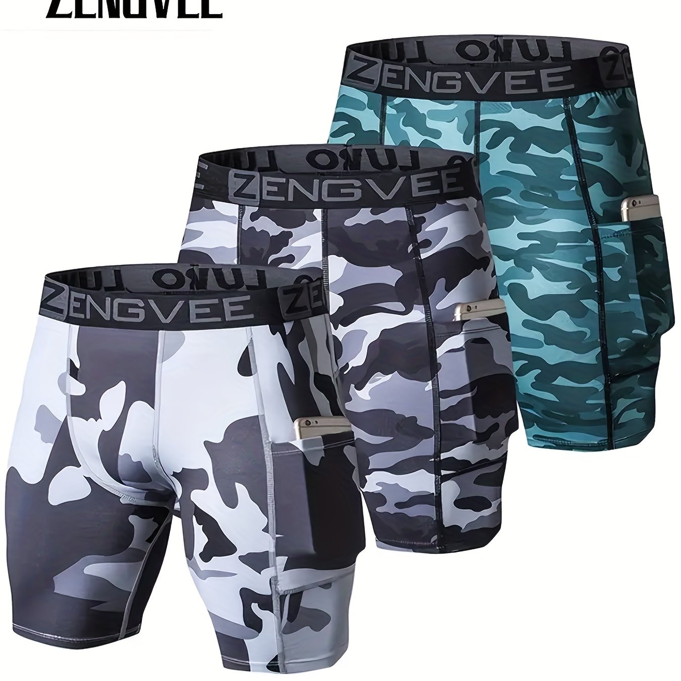 Men's Camo Compression Shorts Pocket Perfect Gym - Temu