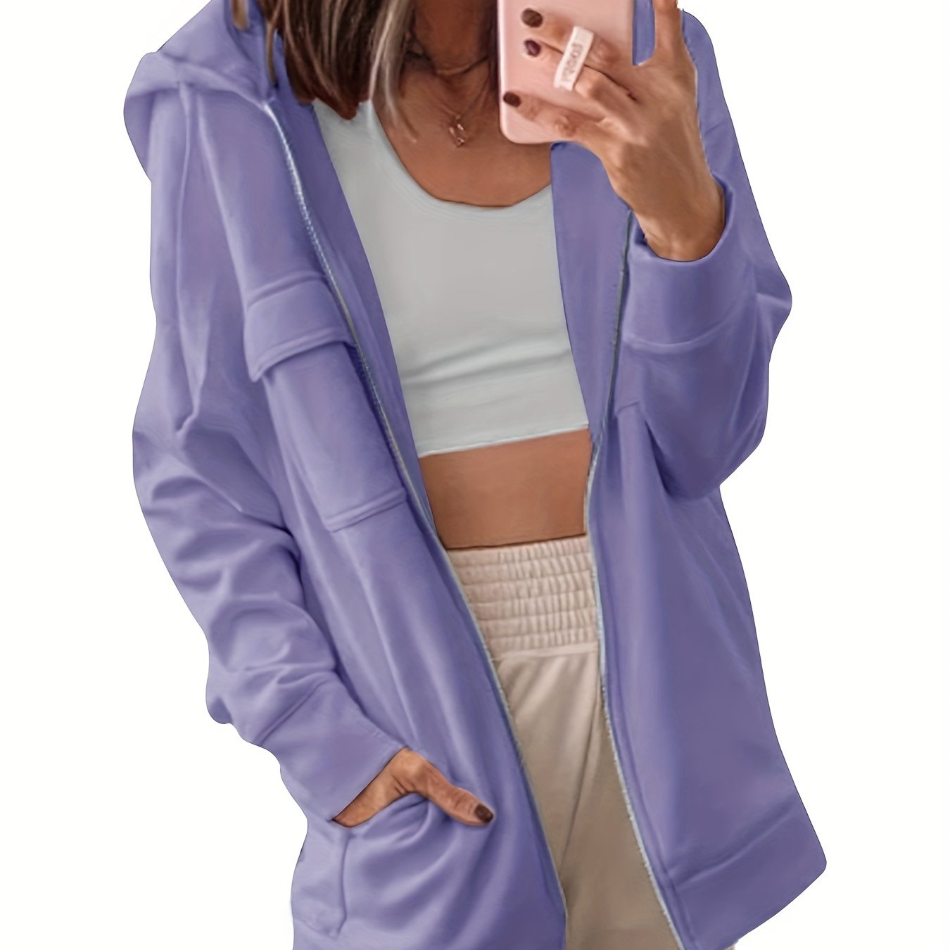 Lilac zip best sale up hoodie