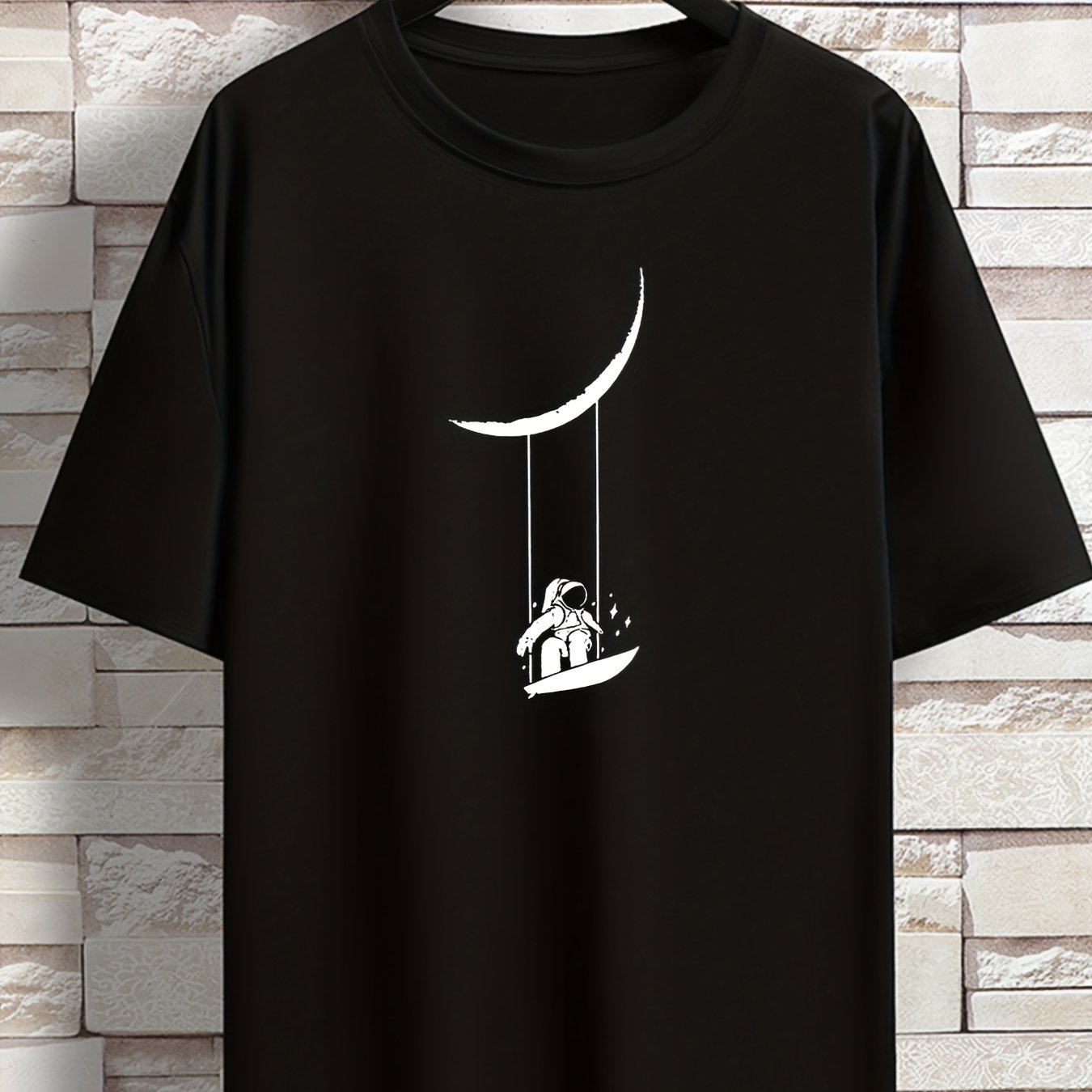 TEMU Plus Size Men's Trendy Swing Graphic Tees, Comfy Stretch Breathable T-shirts For Summer, Oversized Loose Men's Clothings