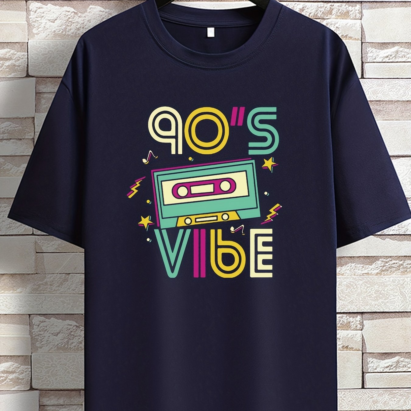 TEMU 2023 Spring/summer Short Sleeve T-shirt Fashion Brand Printed Men's Youth Spring/summer Round Neck Enlarged Widened Casual Versatile Top, Plus
