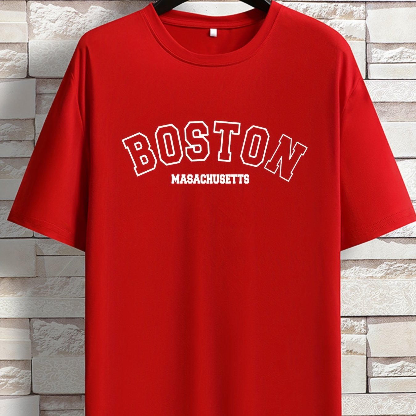 TEMU Plus Size Men's Trendy Boston Graphic Tees, Comfy Stretch Breathable T-shirts For Summer, Oversized Loose Men's Clothings