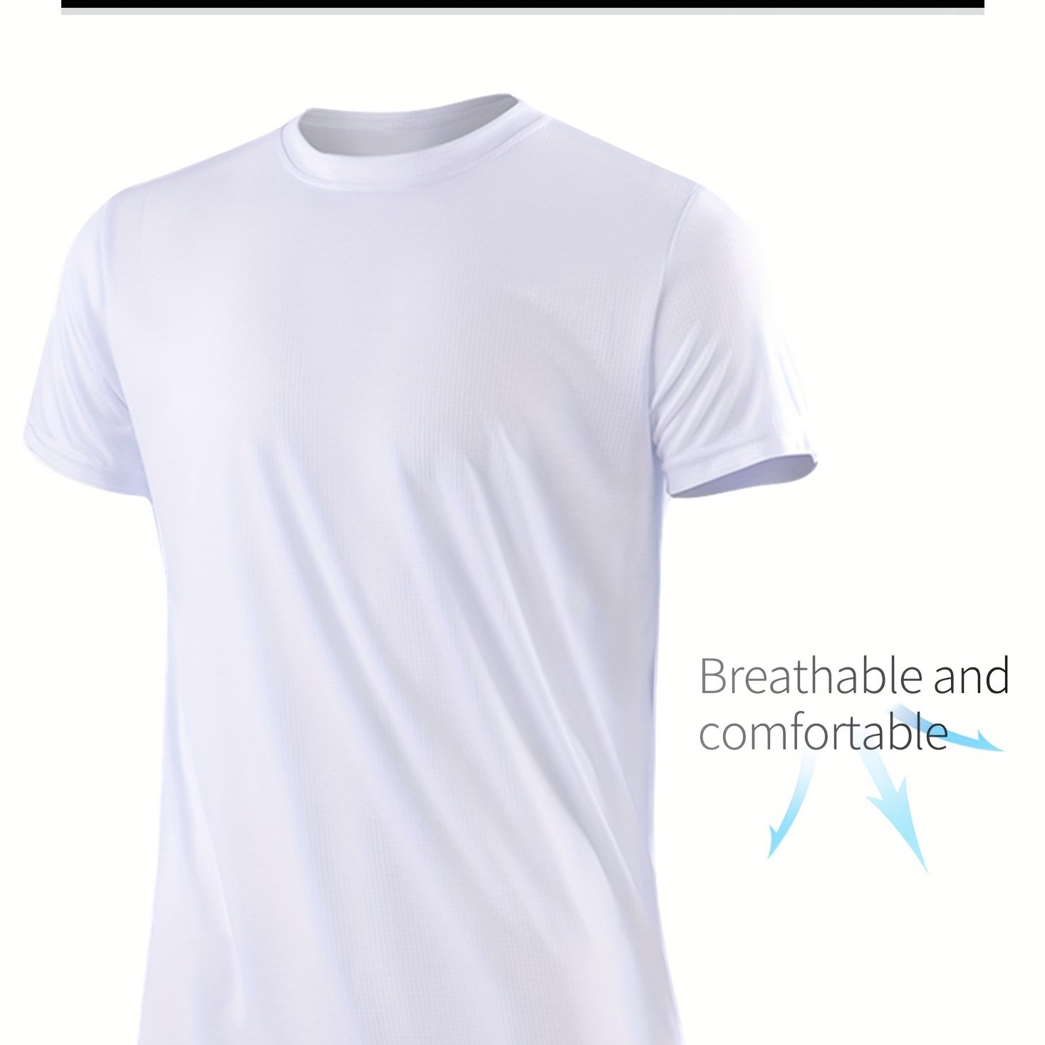TEMU Quick-drying Compression T-shirt For Men - Lightweight And Elastic Sportswear For Indoor And