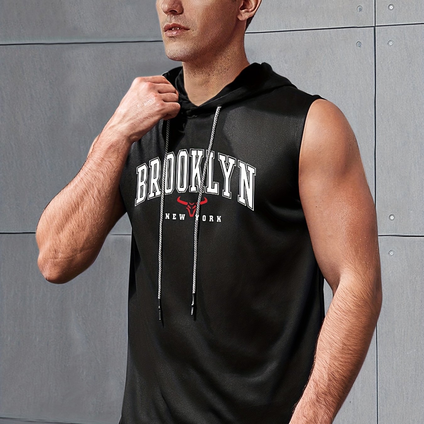 Men s Casual Letters Print Hooded Sports Tanks Sleeveless T Temu