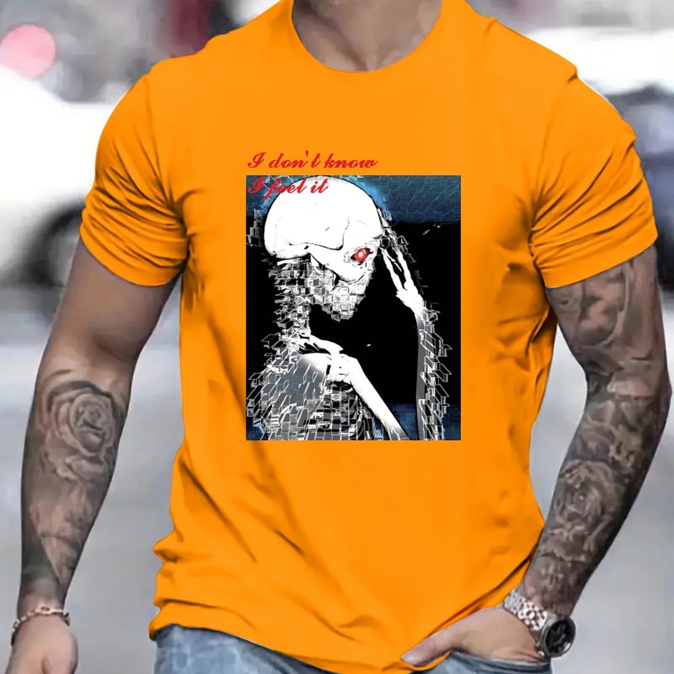 Homme Métal Tête de Mort 3D T-Shirt Col Rond Unisexe Été Streetwear Homme