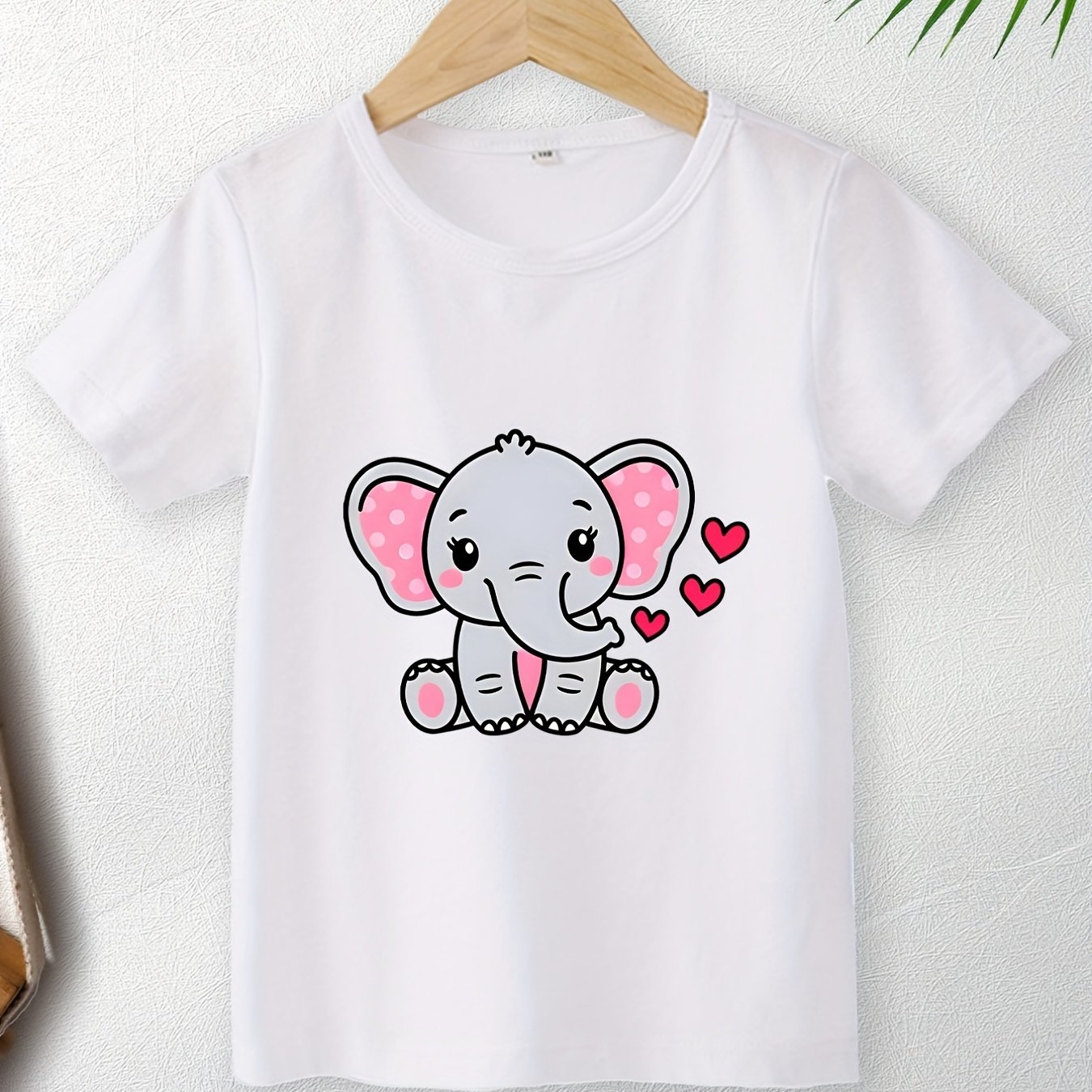 Boys Cartoon Elephant Print Short Sleeve T Shirt Round Neck Breathable ...