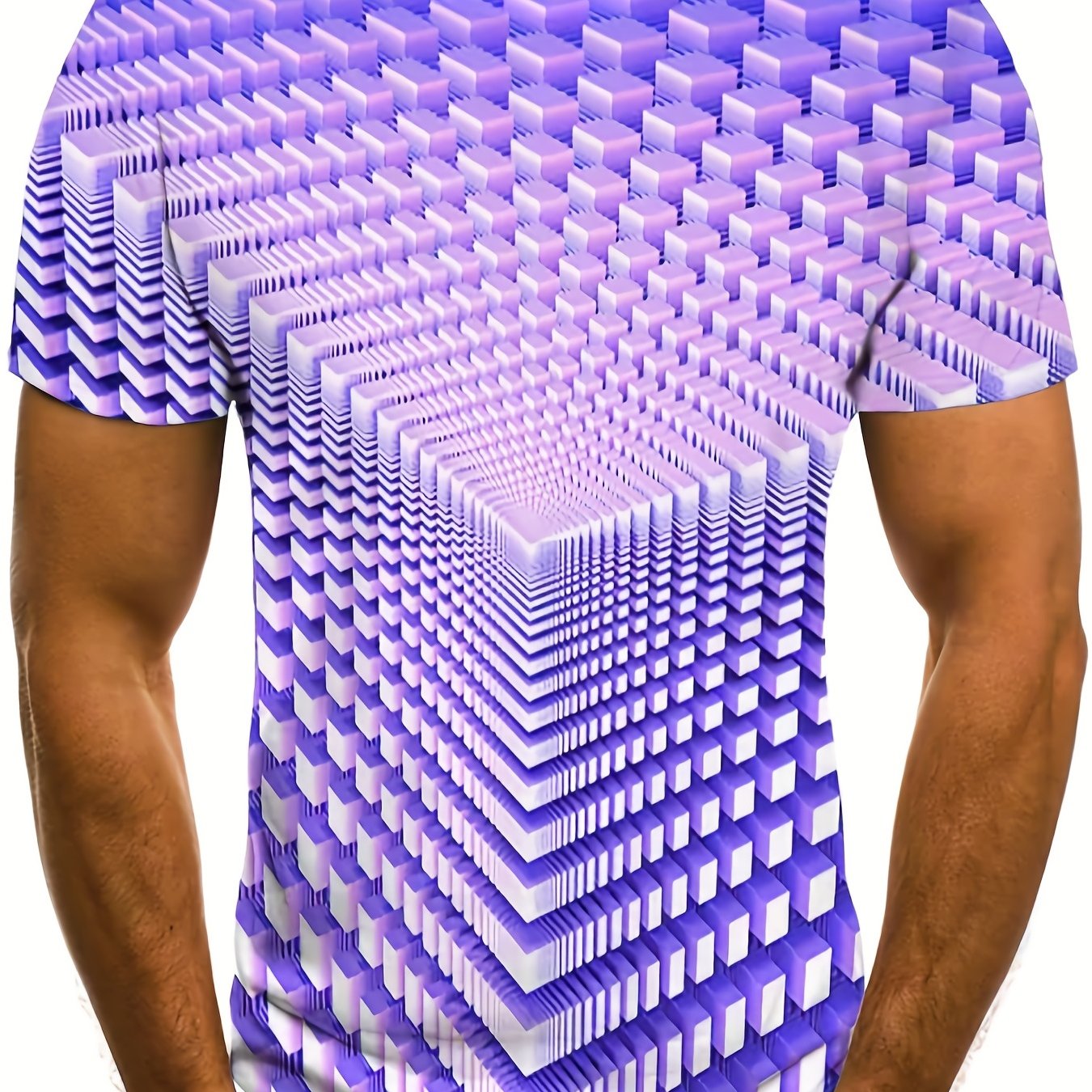 3D Optical Illusion Print T-Shirts for Men Funny Tunnel Pattern Crewneck  Short Sleeve Graphics Tees Shirt