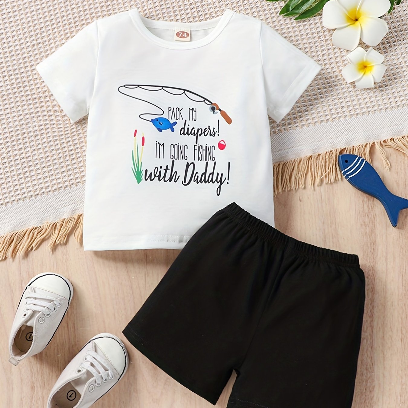 Baby Boys Casual Pack My Diapers Im Going Fishing With Daddy - Temu