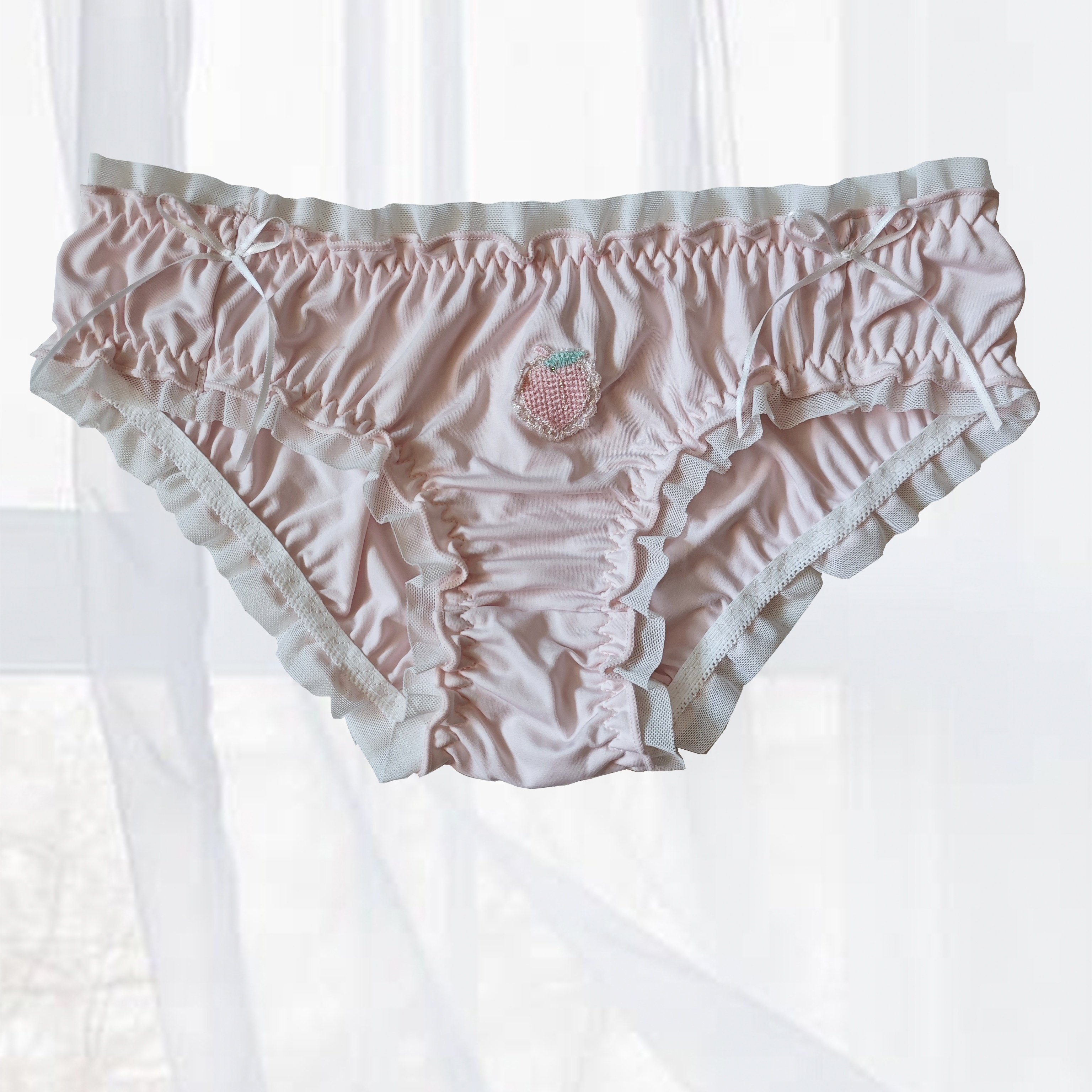 Peach Print Ruffle Briefs Sweet Cute Low Waist Stretchy - Temu Canada