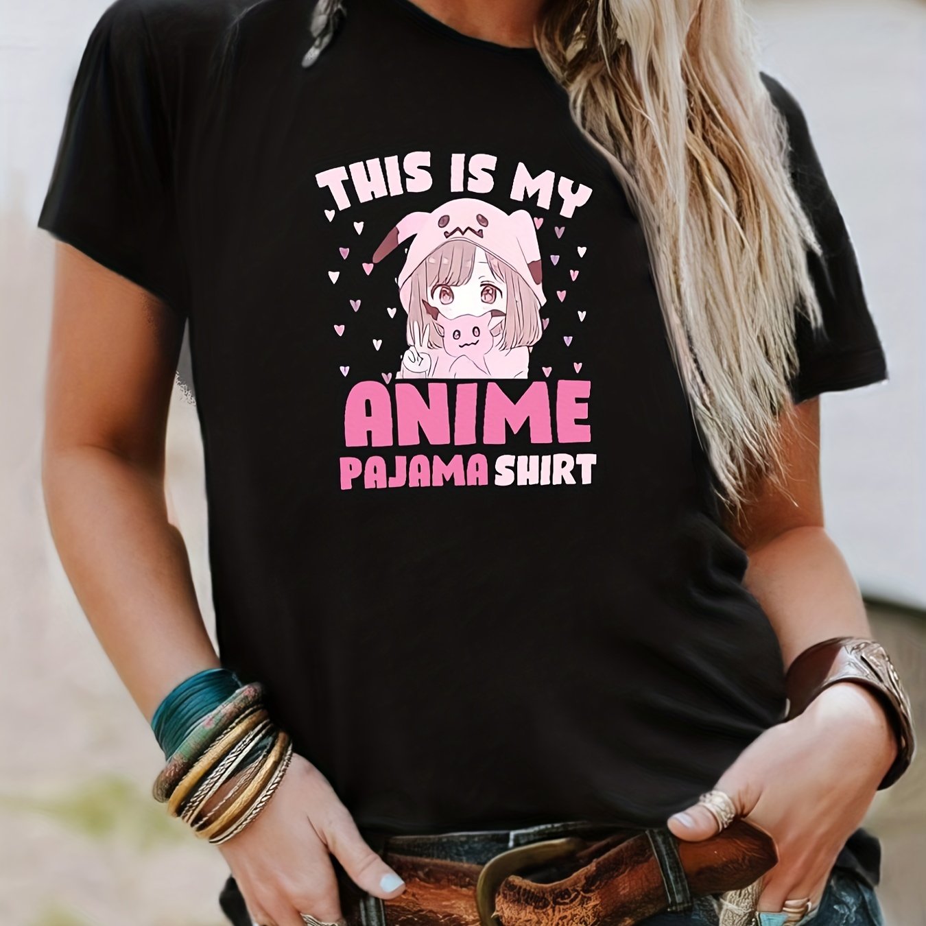 Camiseta Kawaii Anime Girl Print, manga curta gola redonda Top casual para  primavera e verão, roupas femininas - Temu Portugal