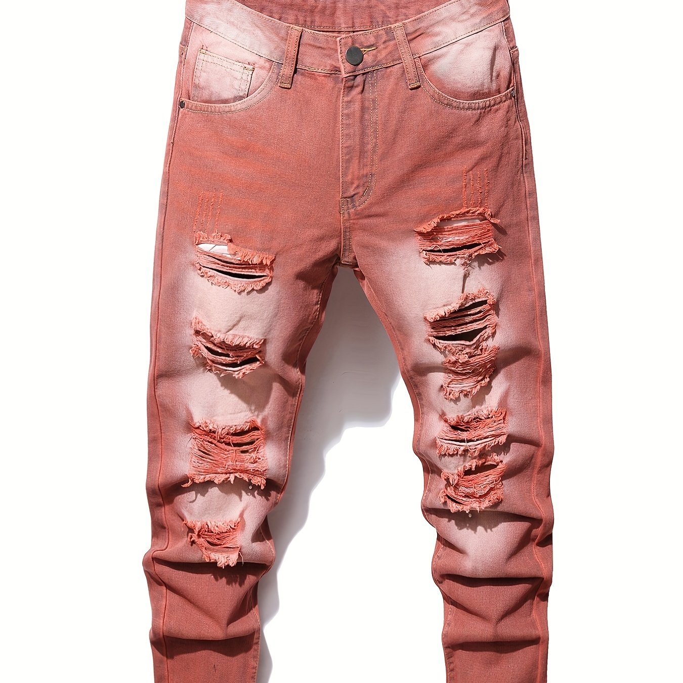 Y2k Loose Fit Ripped Jeans Men's Casual Street Style - Temu