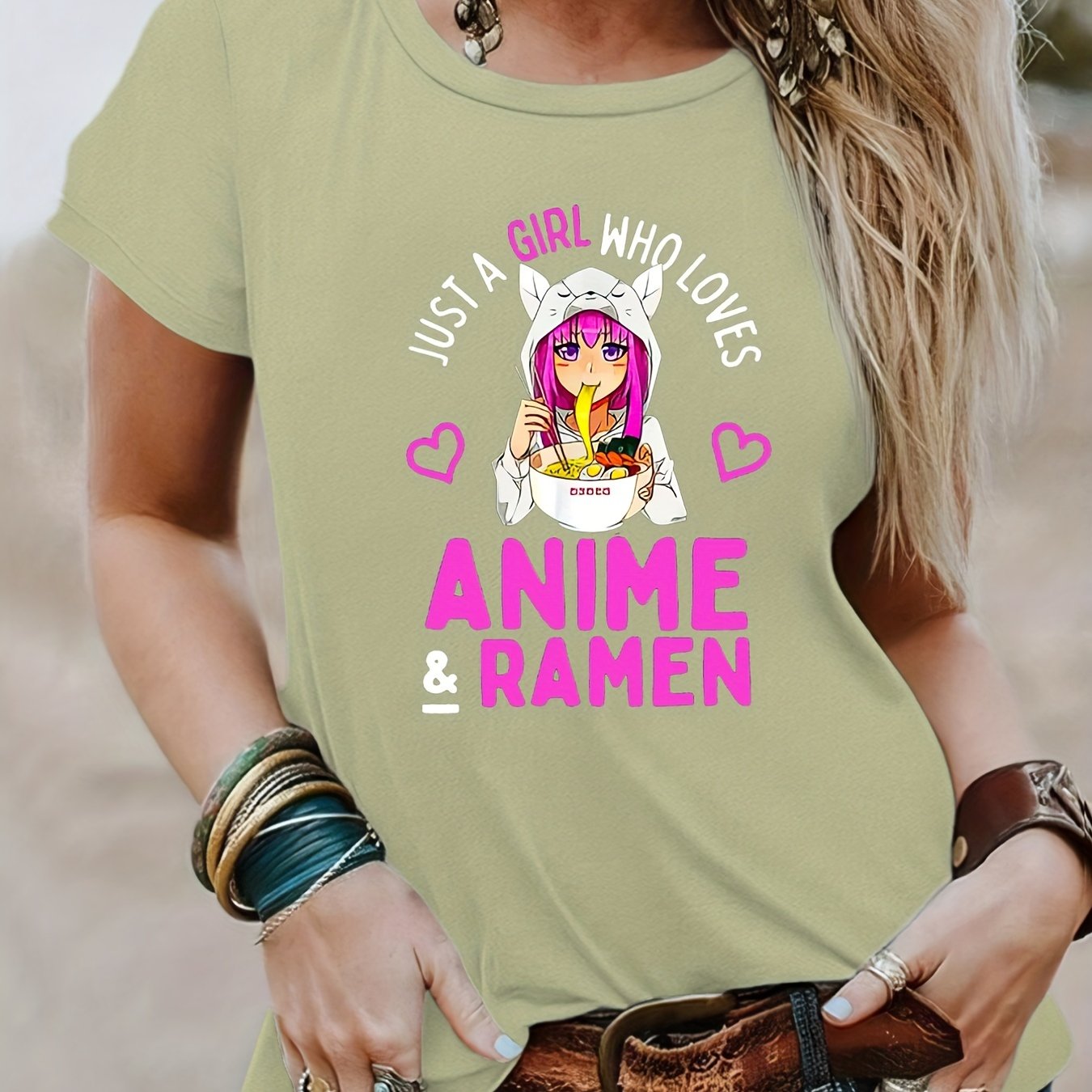 Camiseta Kawaii Anime Girl Print, manga curta gola redonda Top casual para  primavera e verão, roupas femininas - Temu Portugal