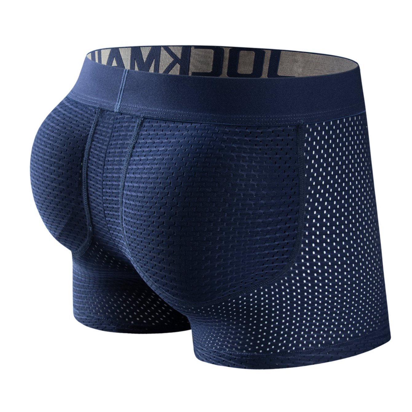 Jockmail Men's Sports Underwear Lift Boxer Briefs False Men's Shorts Sponge Pads Enhance Underpants Trunks