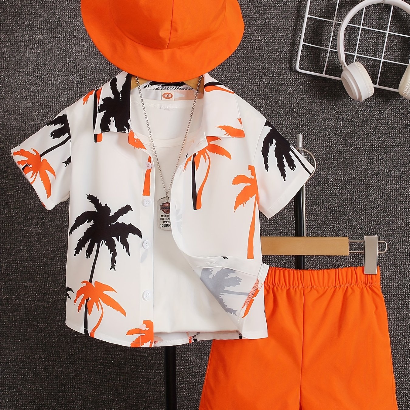 Boys' Summer Style Shirt 3pcs Set - Only , Shirt, And Shorts Are Sold, Perfect For Outdoor
