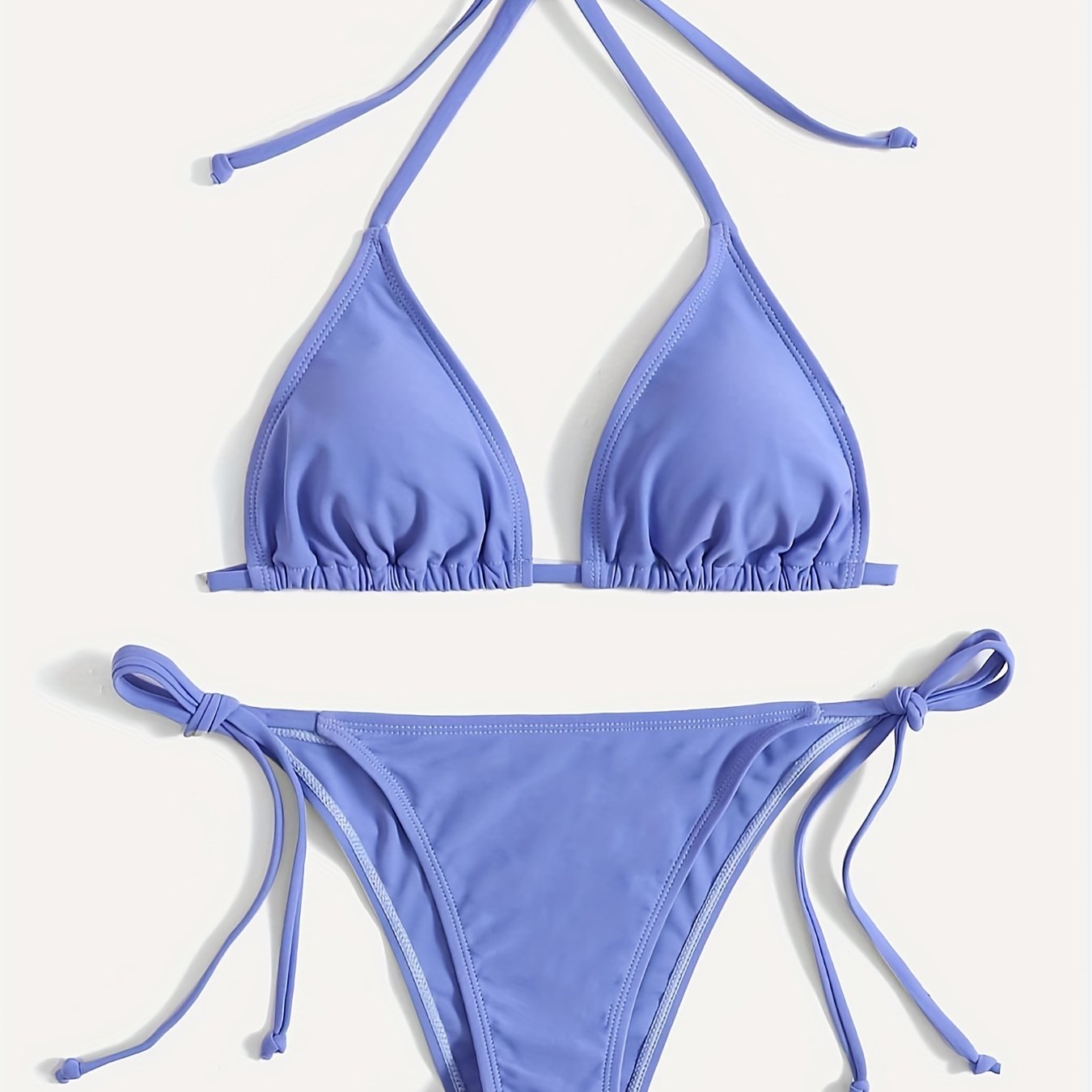 YWDJ Triangle Bikini Sets for Women Full Coverage Bikini Set Swimsuit Two  Piece Color Lacing Swimwear Beach Wear Blue M 