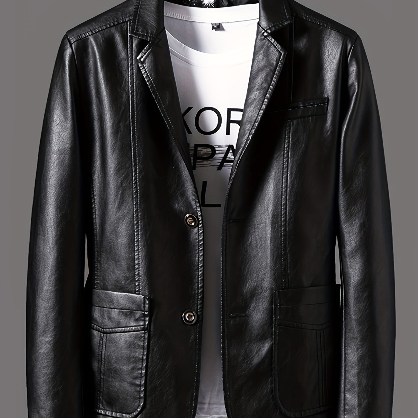 Men's Leather Lapel Zipper Up Cool Trendy Jacket For Autumn Winter Wear ...