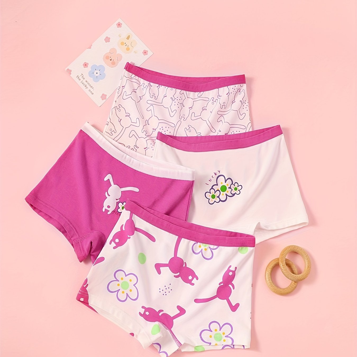 Cute Rabbit Print Girls Briefs Cotton Breathable Comfortable