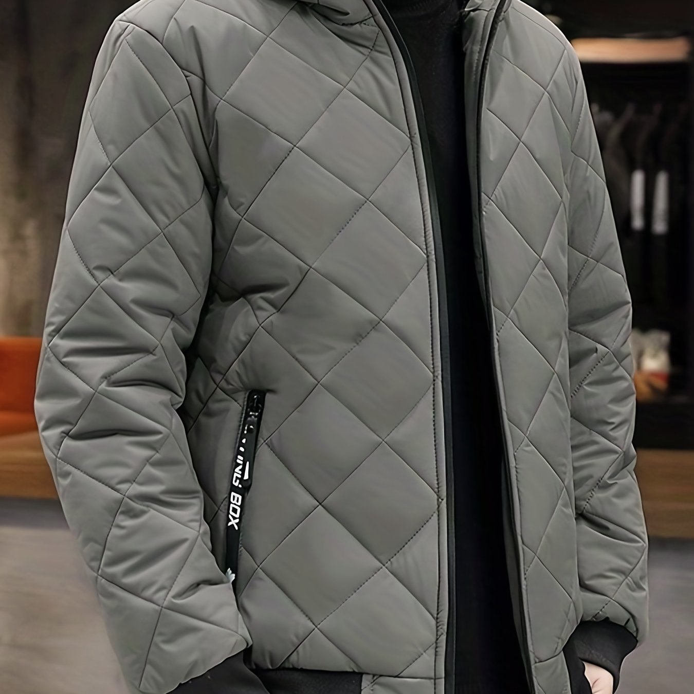 Mens Grey Puffer Jacket