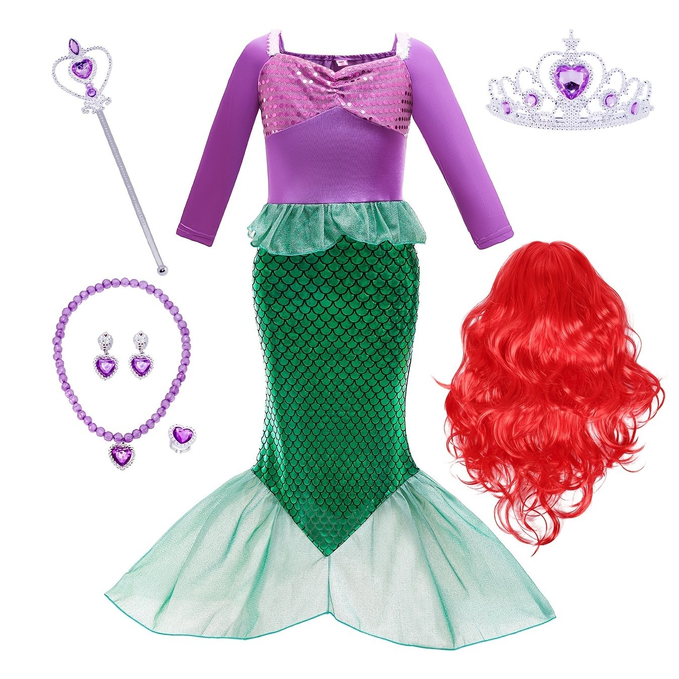 Disfraz Sirena Niñas Disfraz Halloween Vestido Princesa - Temu