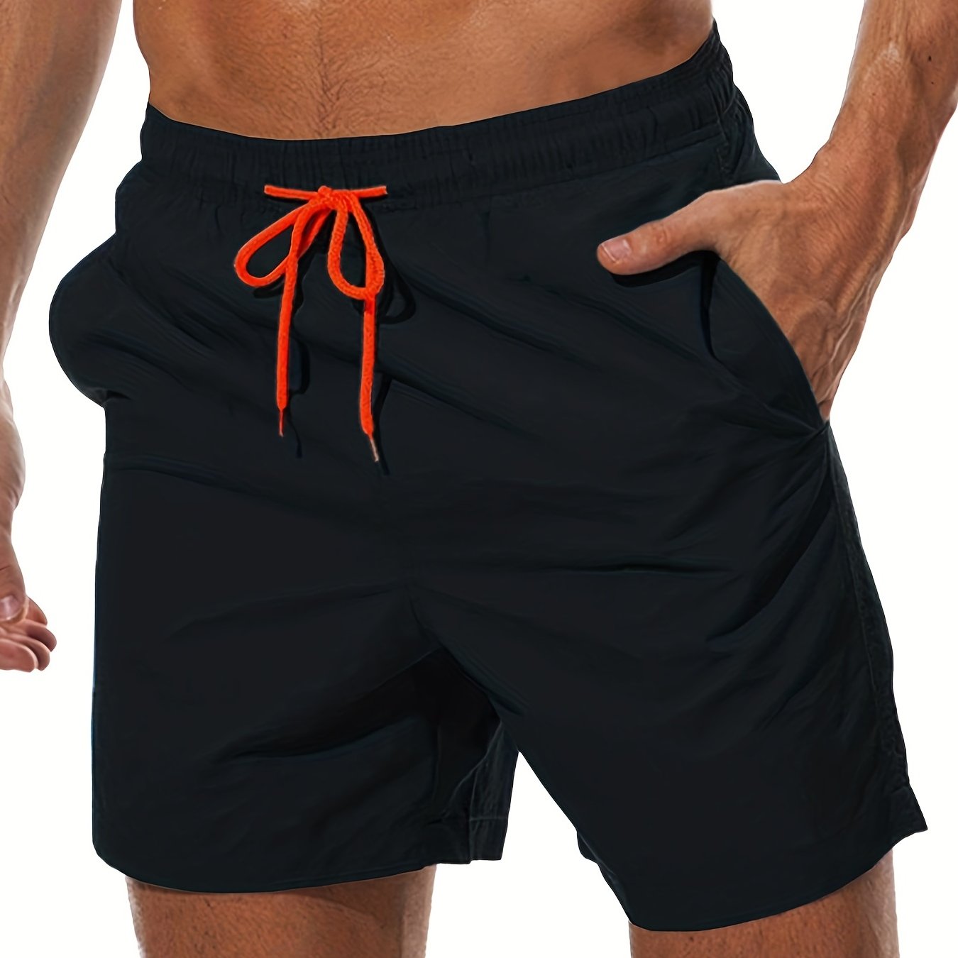 TEMU Pantalones Cortos Para Hombres Con Forro De Malla , Bolsillos Laterales Y Cordón . Ideal Para Nadar Y Uso En La Playa