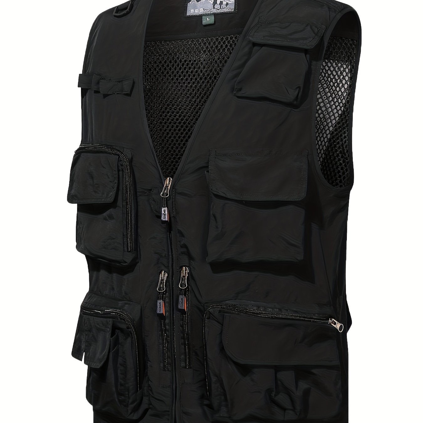 Zipper Pockets Cargo Vest Mens Casual Outwear V Neck Zip Up - Temu