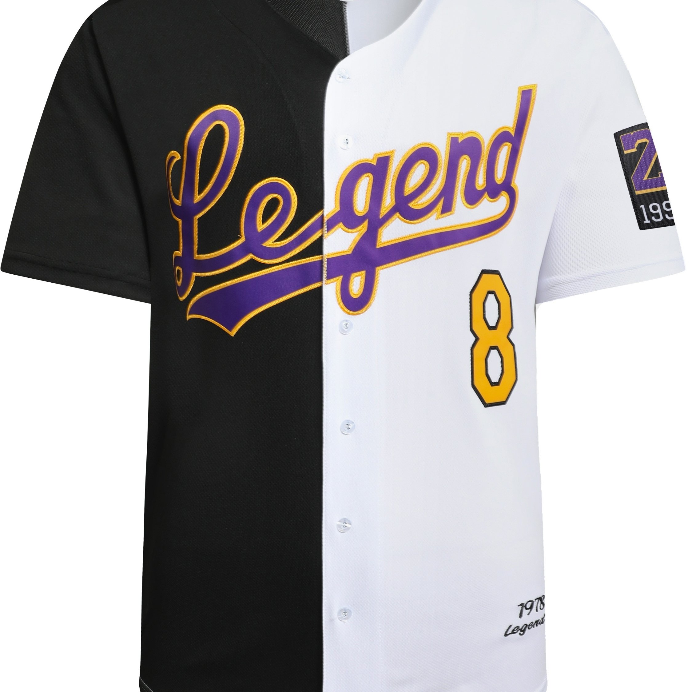 Men's Legend #824 Embroidered Baseball Jersey, Active Slightly Stretch Button Up Short Sleeve Uniform Baseball Shirt for Training Competition,Temu