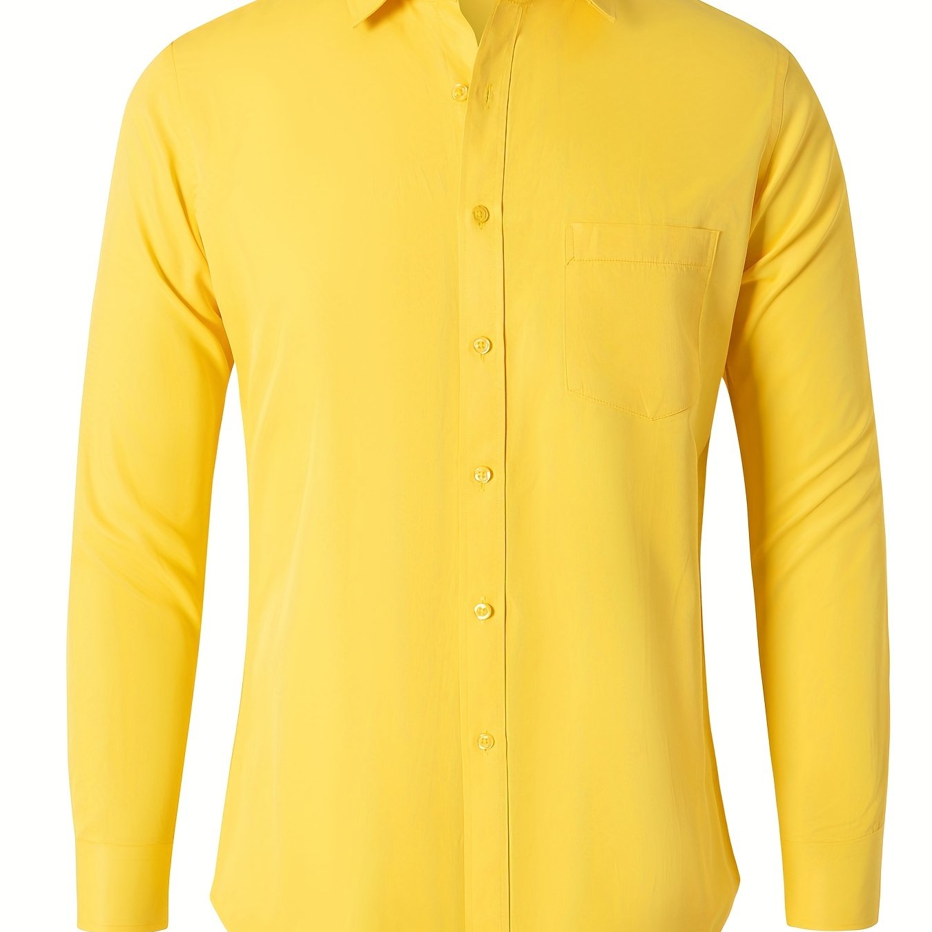 Men's Formal Button Up Shirt With Chest Pocket, Male Clothes For Spring And Fall Business Occasion