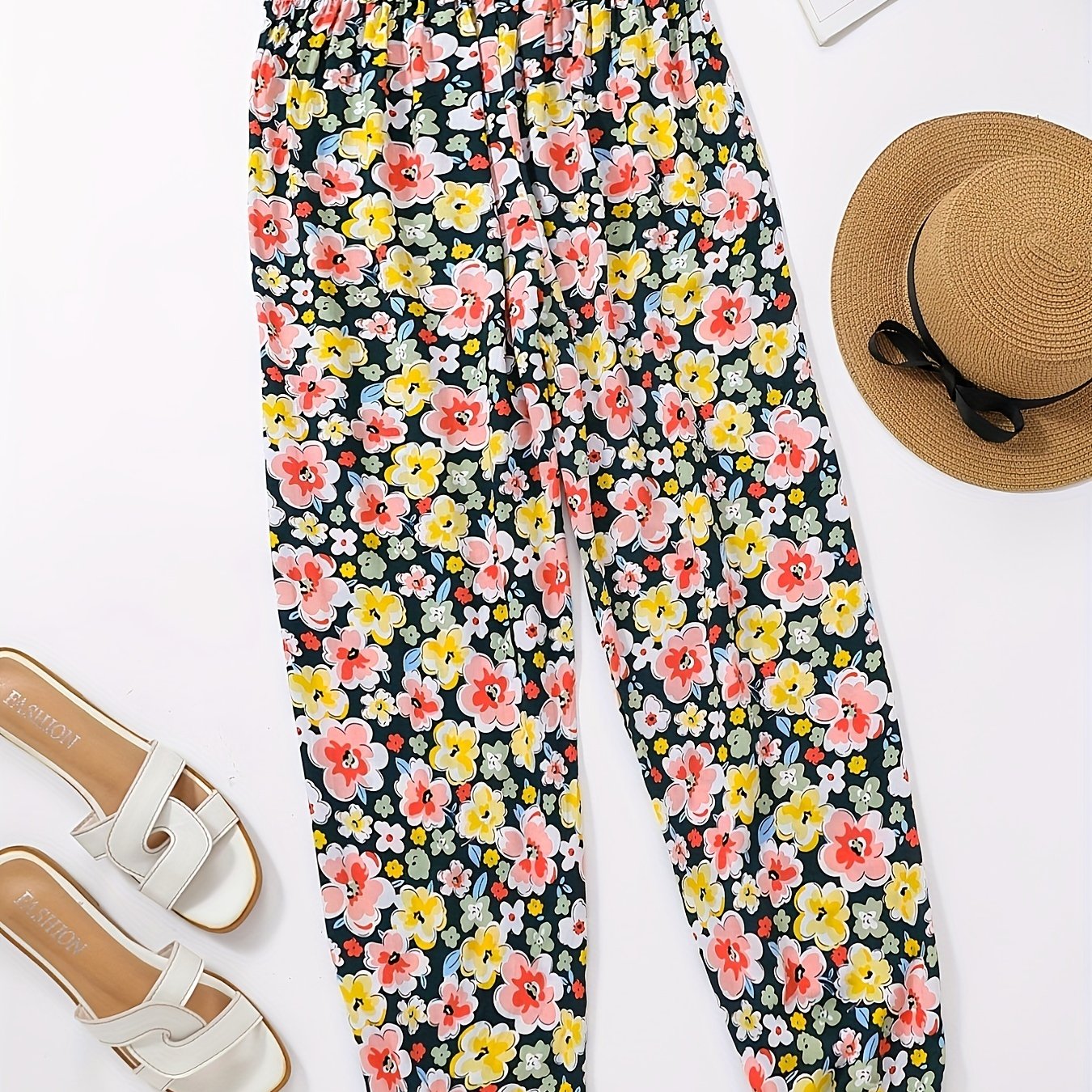 Girls' Loose-fit Spring/summer Thin Harem Pants With Random Heart Print, Ice Silky Fiber Fabric, Children's Long Ankle-length Flared Pants, Perfect For Outdoor