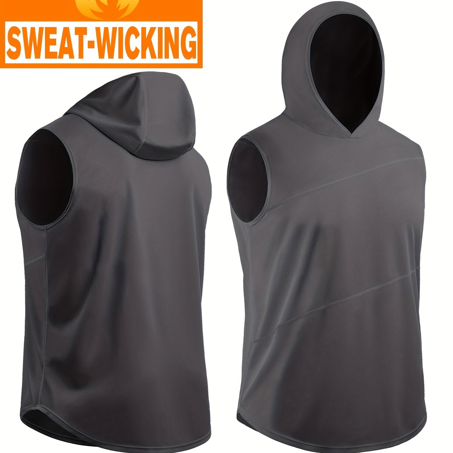 Men's Sleeveless Hooded Vest Quick Drying Loose Fit Oversize T Shirt