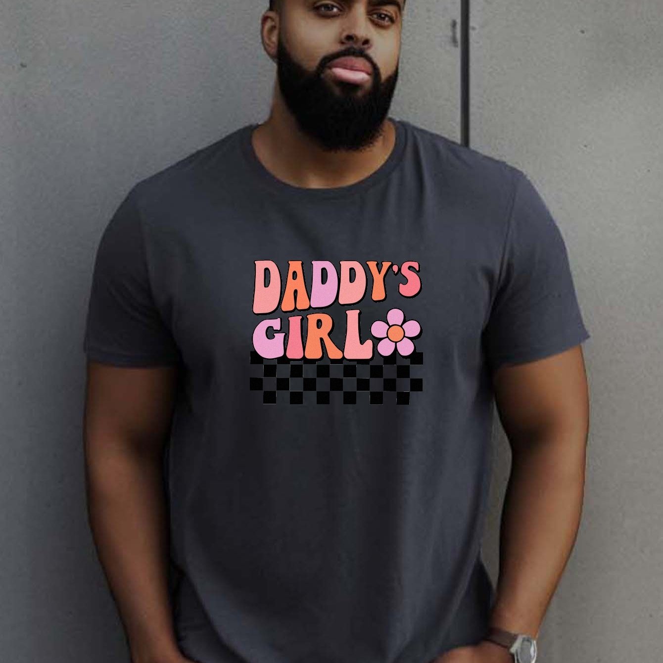 Men's Plus Size daddy's Girl Print Solid Color Loose - Temu