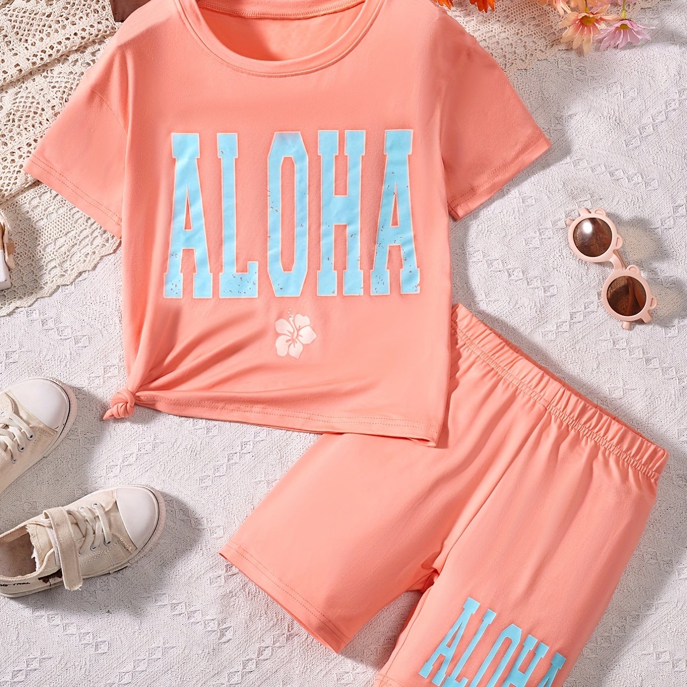 Ropa de moda para niñas, ropa de verano con letras coloridas estampadas,  manga corta, 2 piezas, ropa de vacaciones, TZ111, 2023 - AliExpress