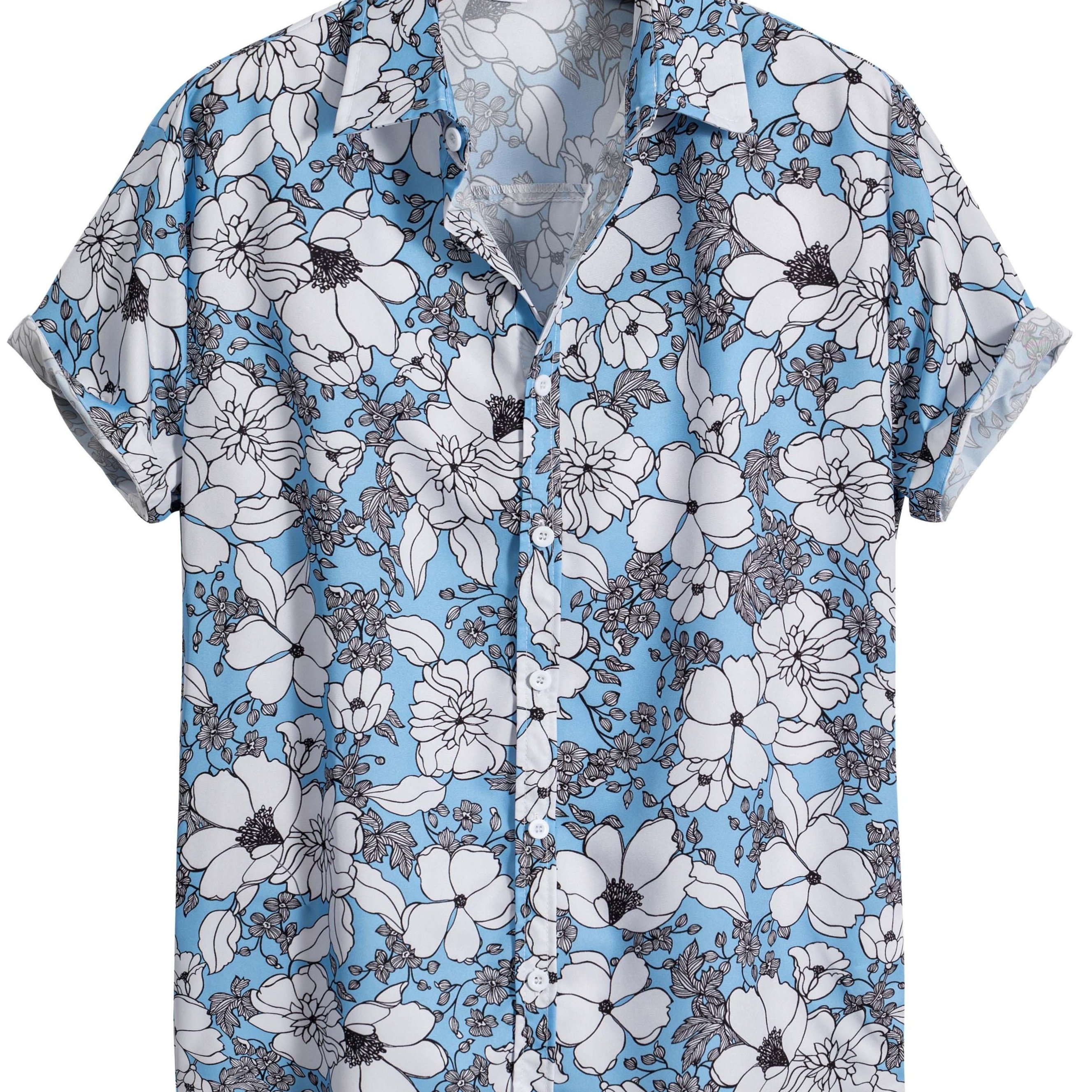 Floral Print Hawaiian Shirts Button Up Short Sleeve Beach Shirts Summer ...